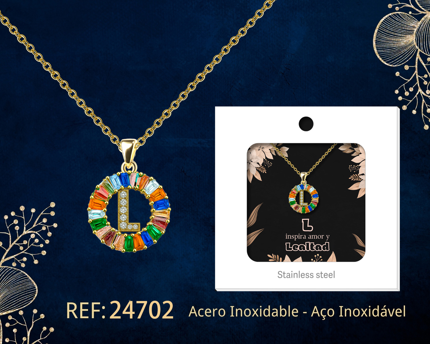 Colgante Letra L Chapado Oro 14K con Circonita