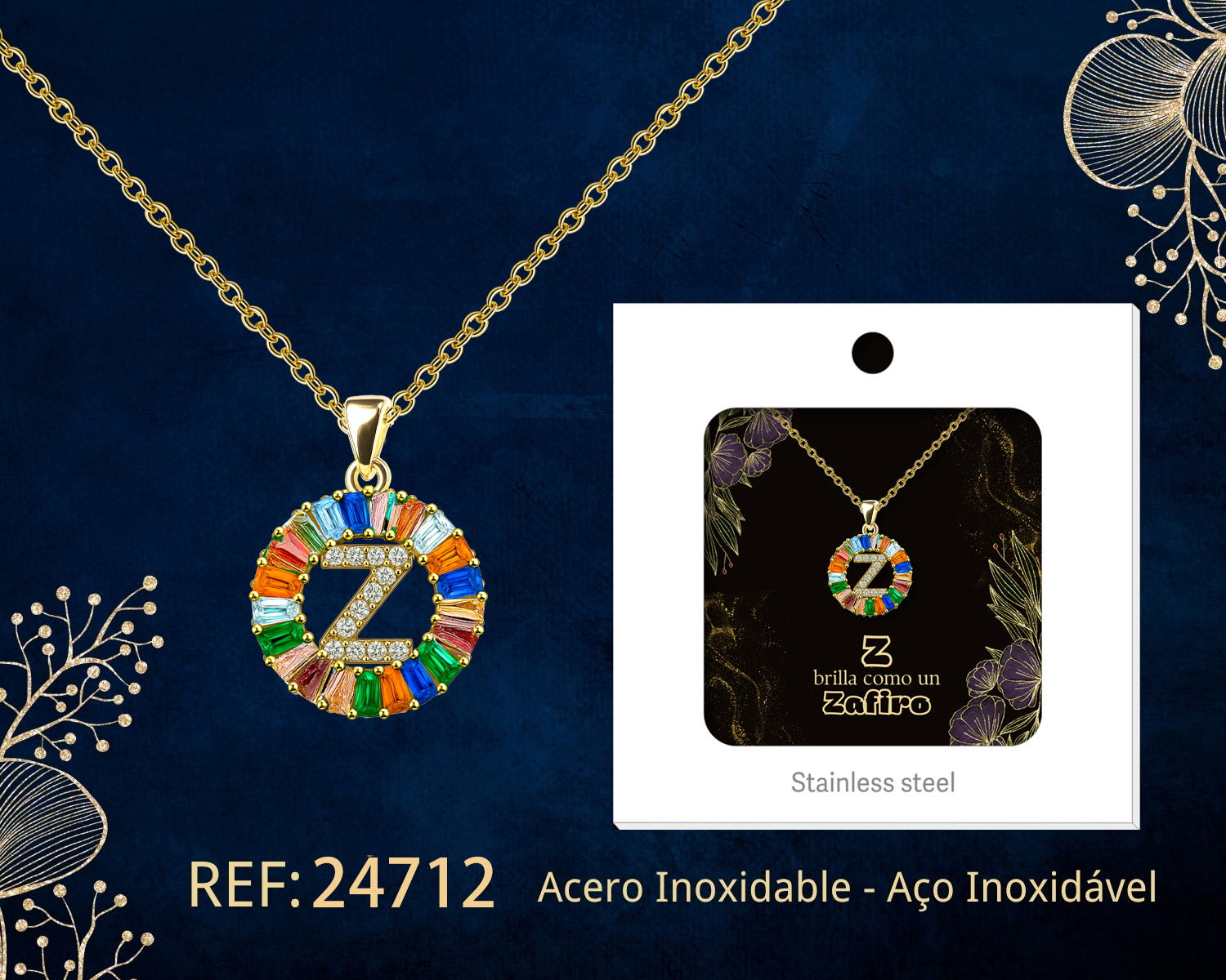 Colgante Letra Z Chapado Oro 14K con Circonita