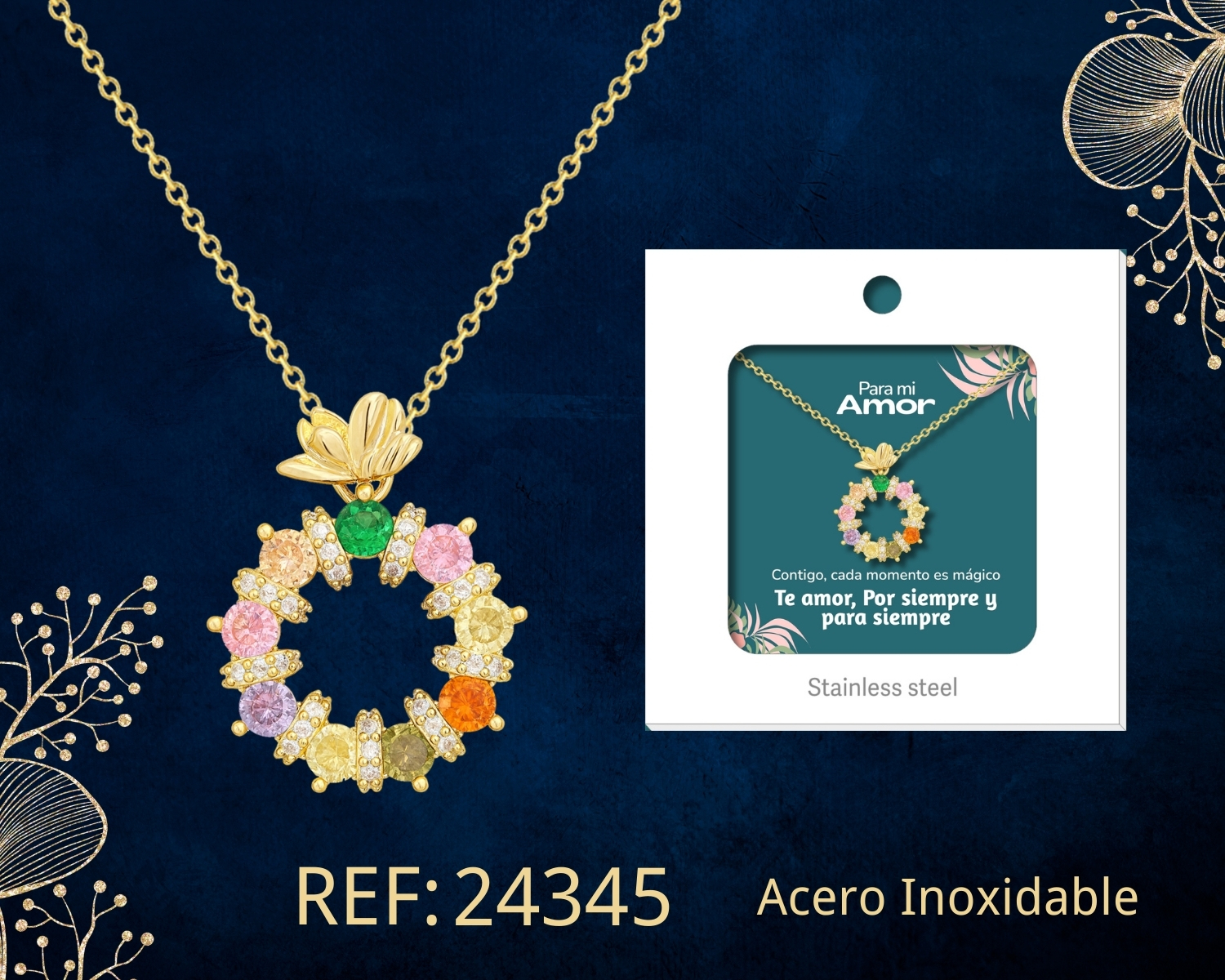 Collar Acero con Circonita para Regalar a AMOR