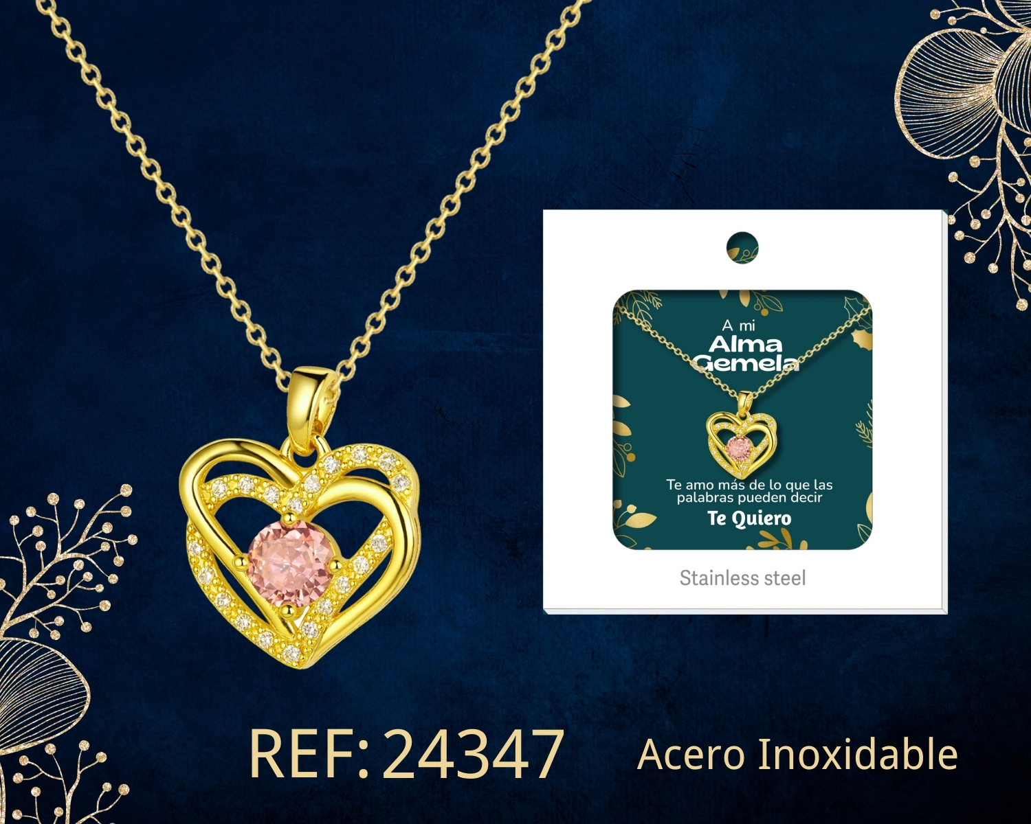 Collar Acero con Circonita para Regalar a ALMA GEMELA