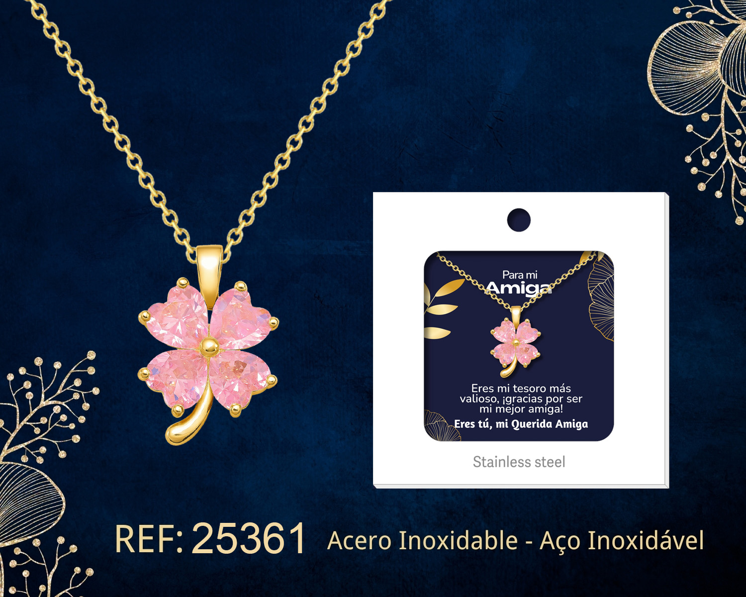 Collar Acero con Circonita para Regalar a AMIGA