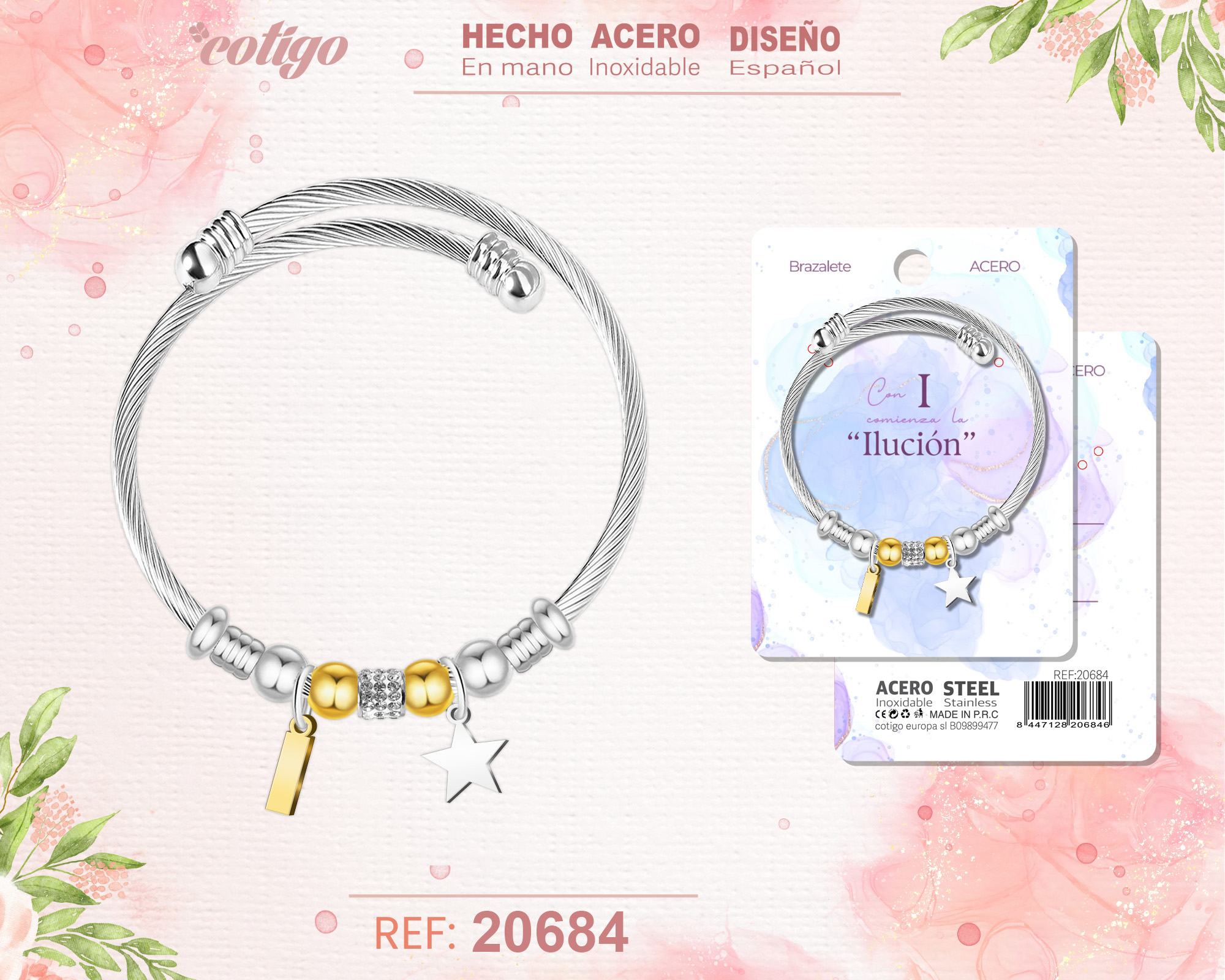 Brazalete Acero con letra I