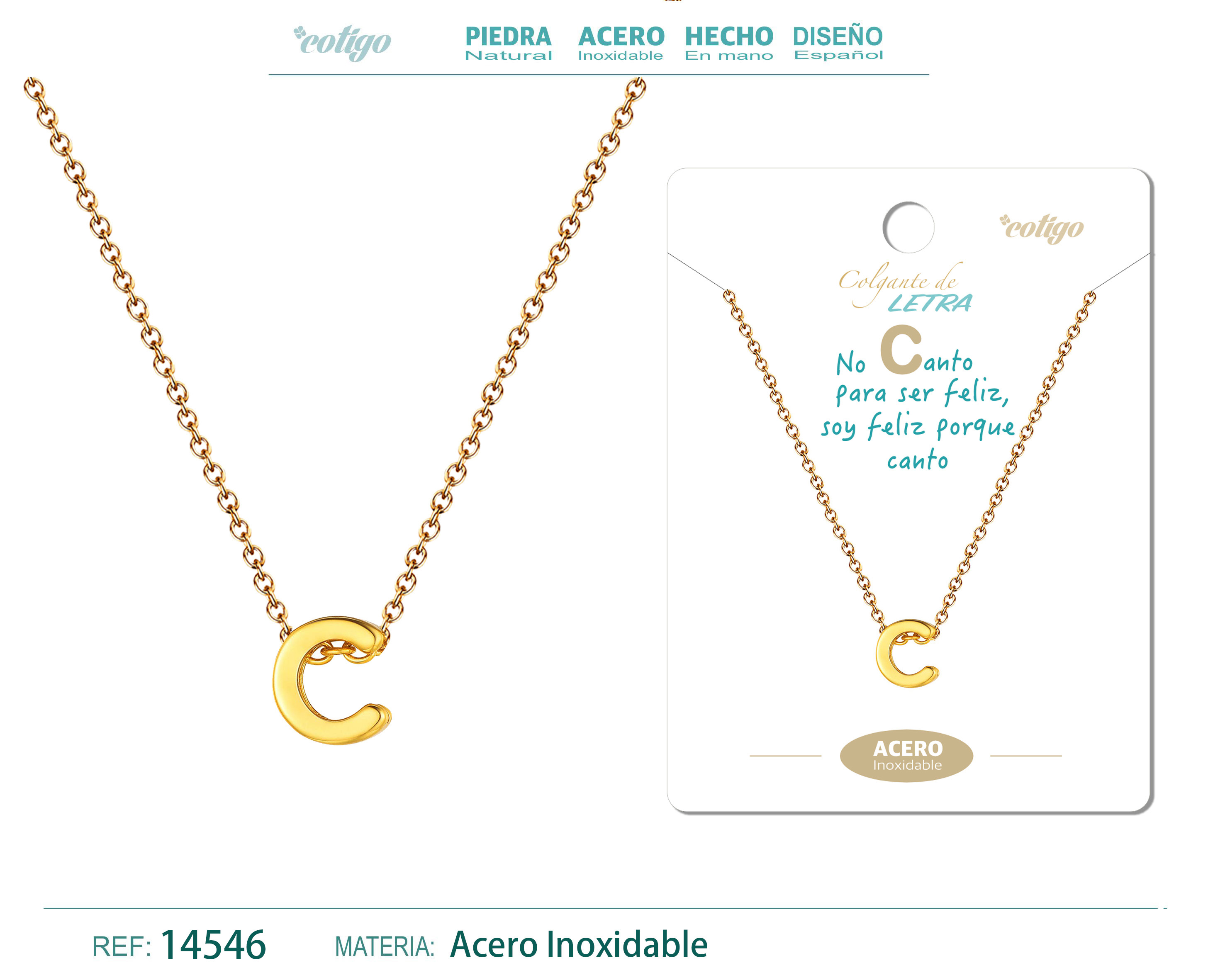 Collar Letra C Acero color Dorado