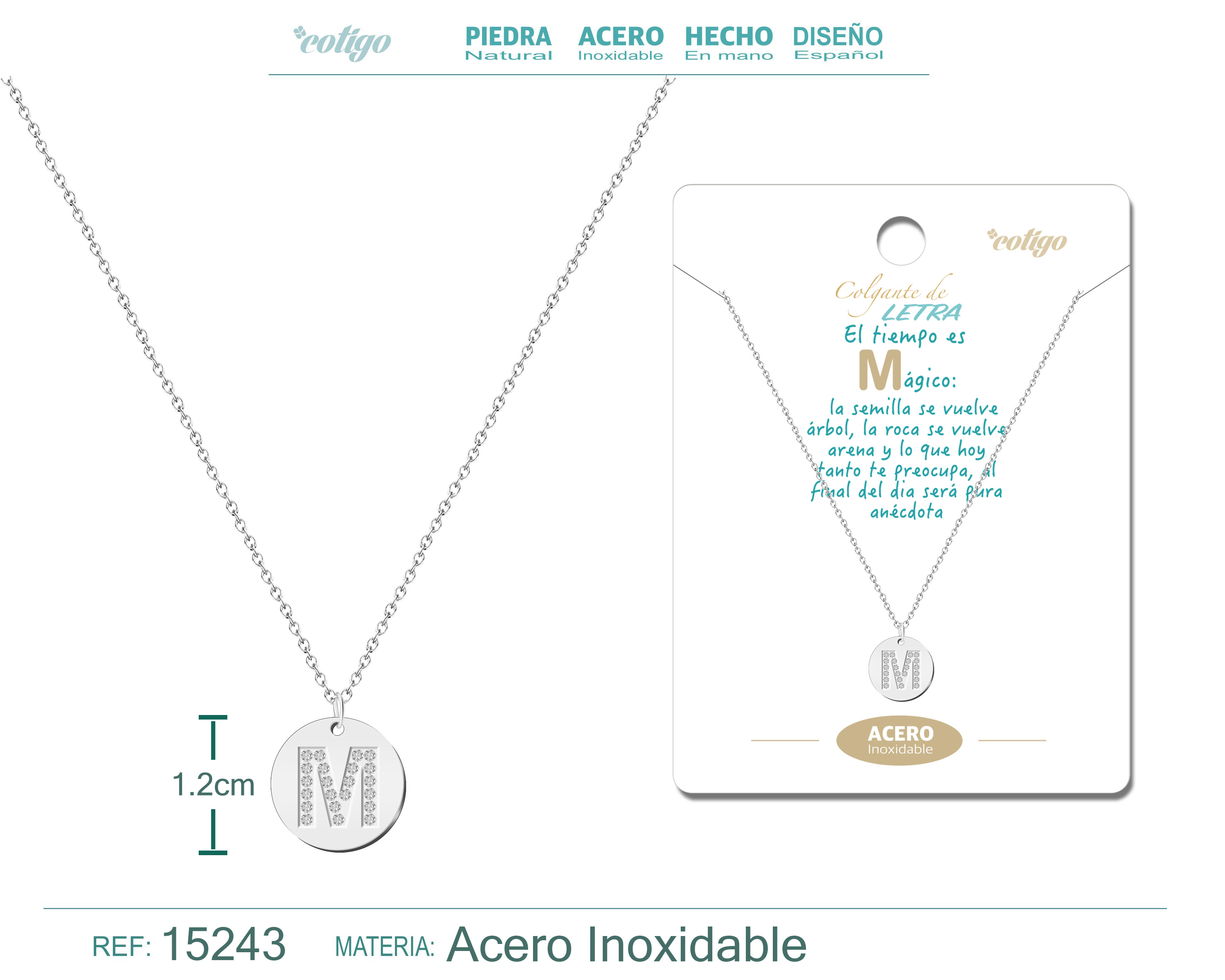 Collar Letra M Color Plateado