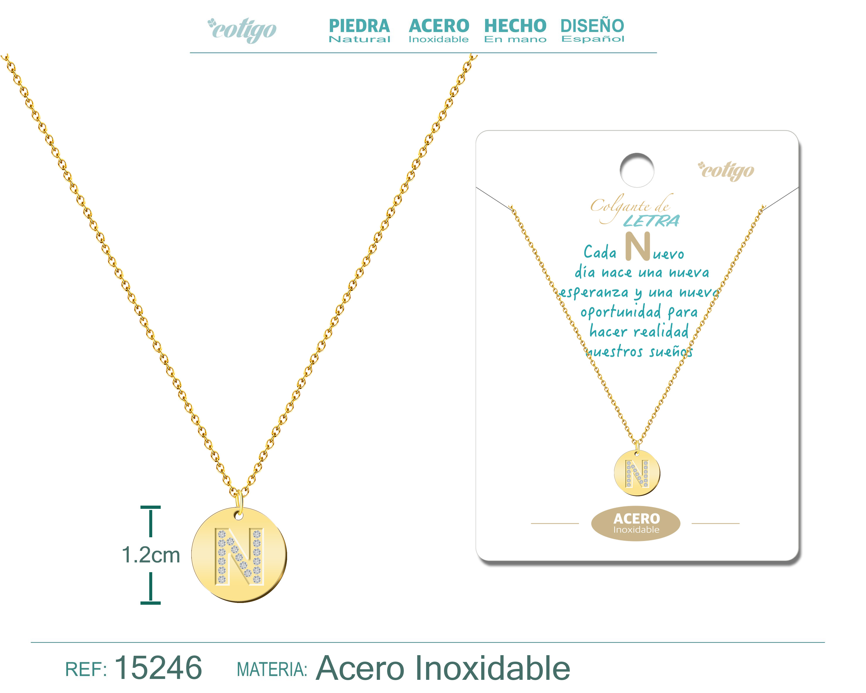 Collar Letra N Color Dorado