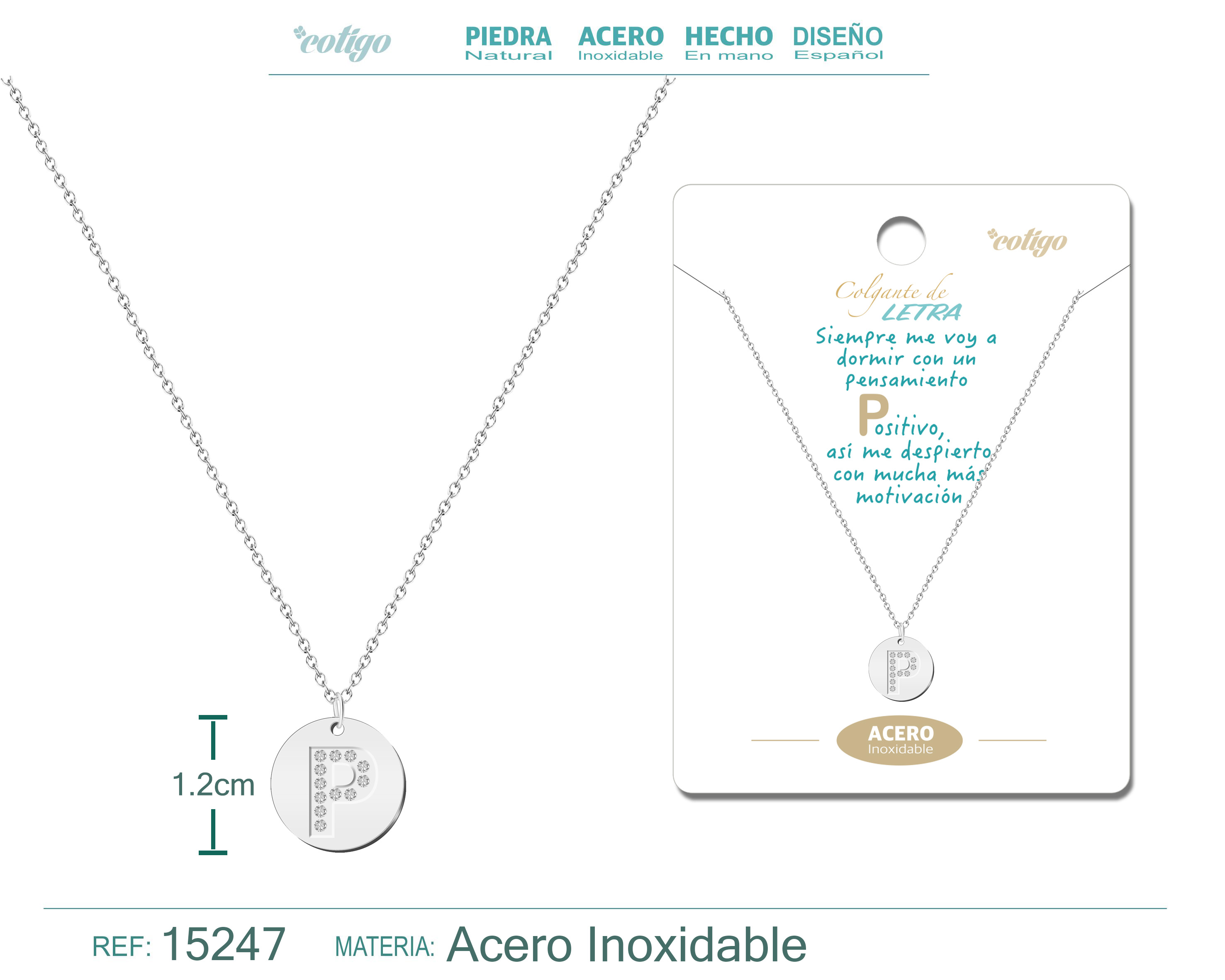 Collar Letra P Color Plateado