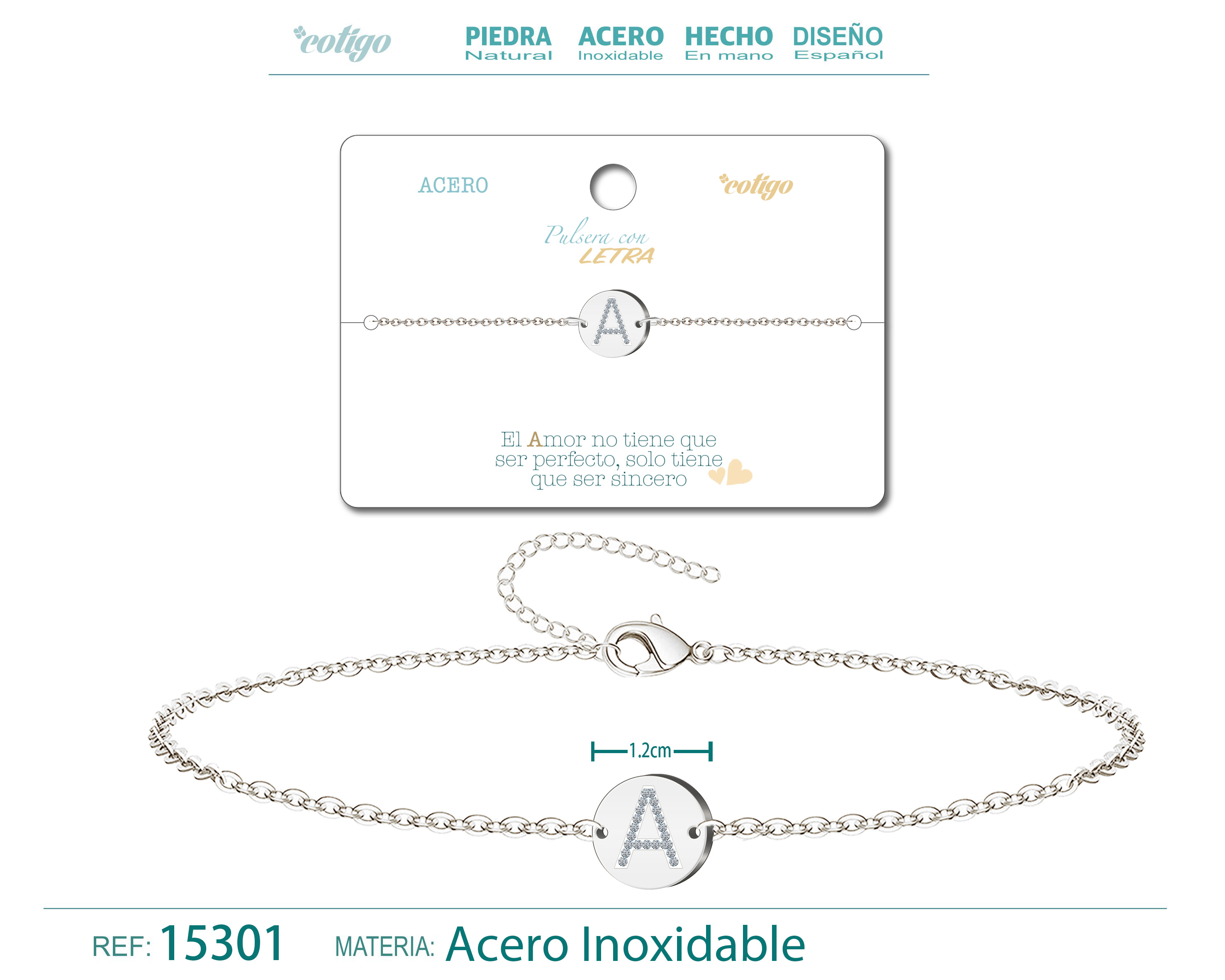 Pulsera Letra A Color Plateado