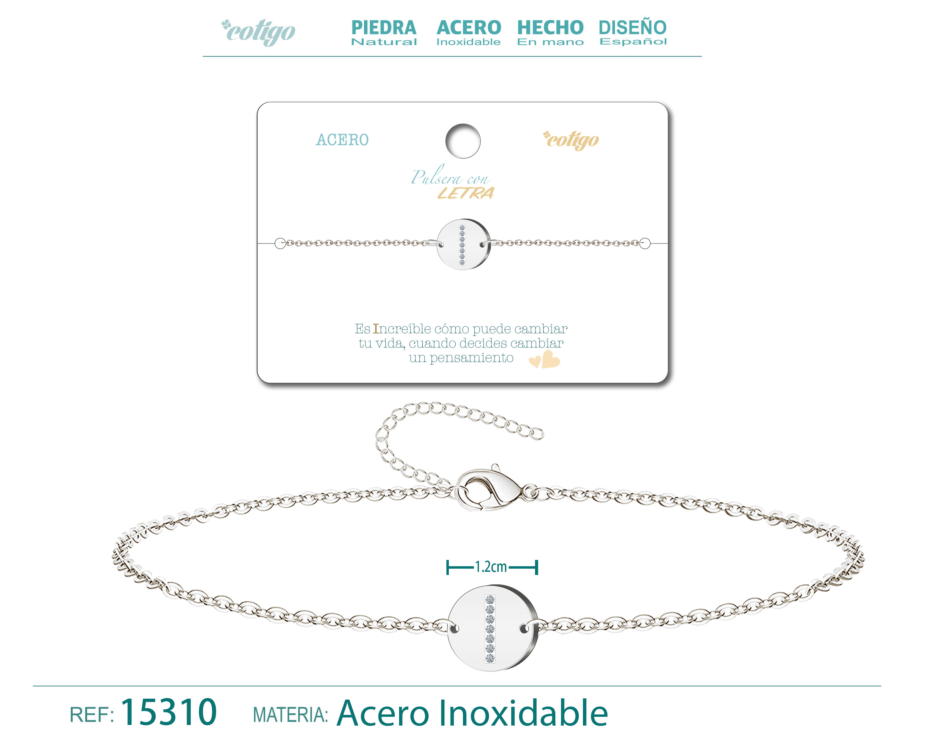 Pulsera Letra I Color Dorado
