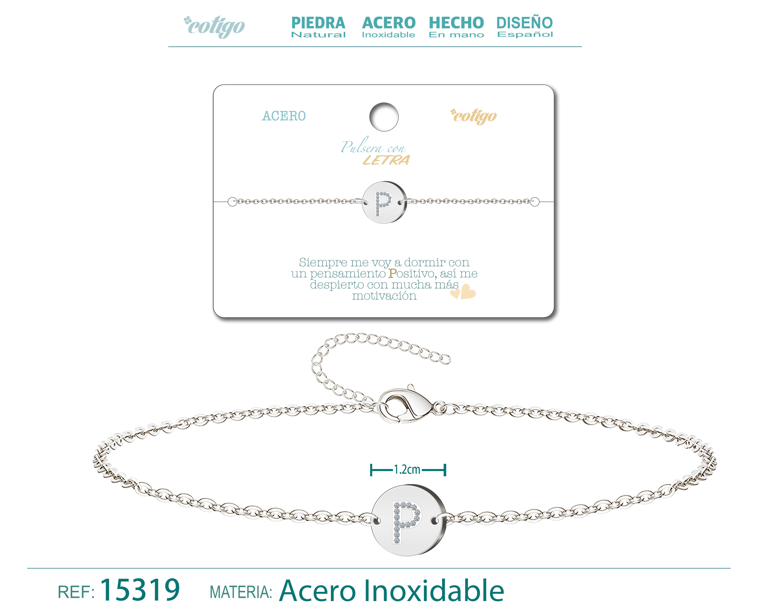 Pulsera Letra P Color Plateado