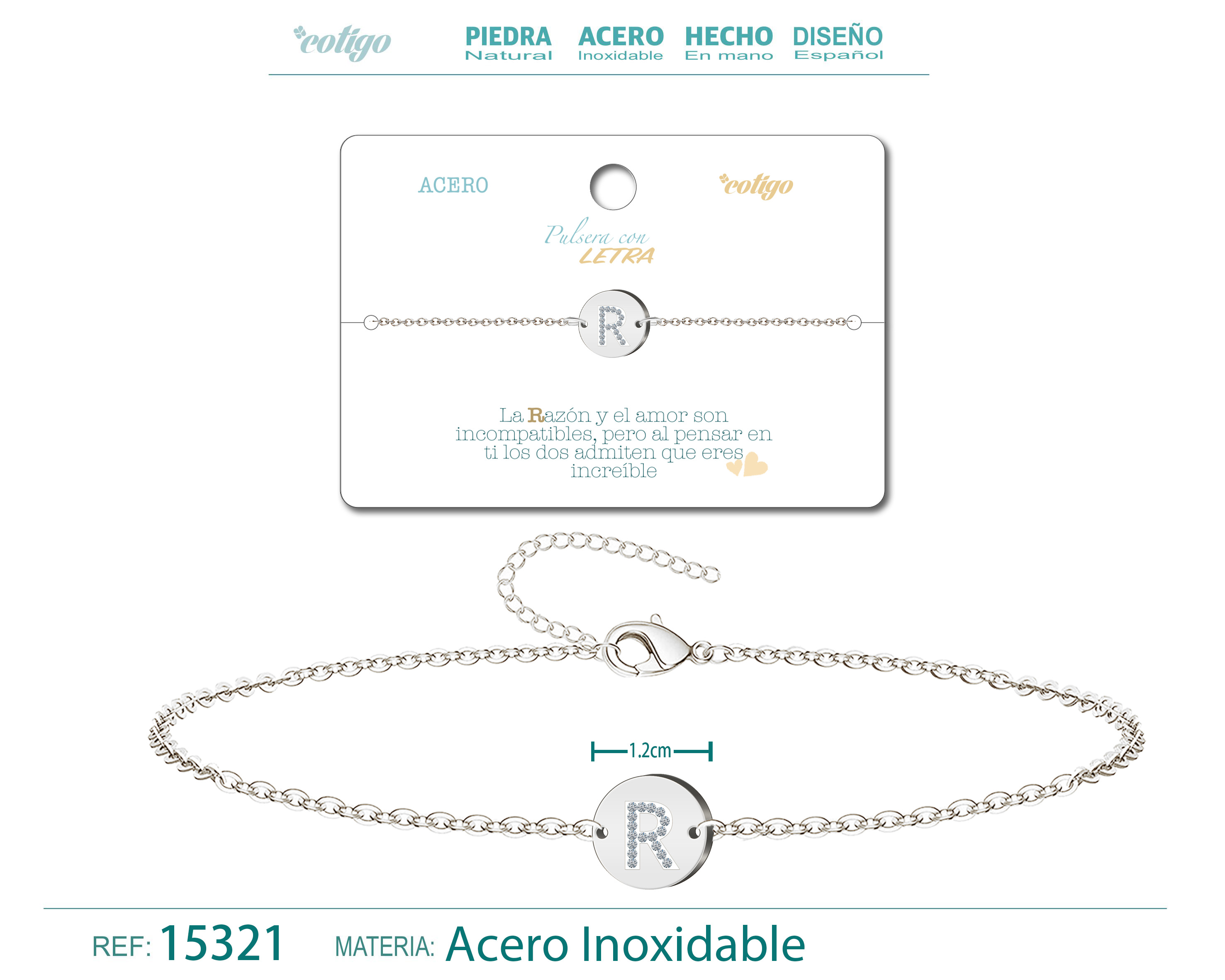 Pulsera Letra R Color Plateado