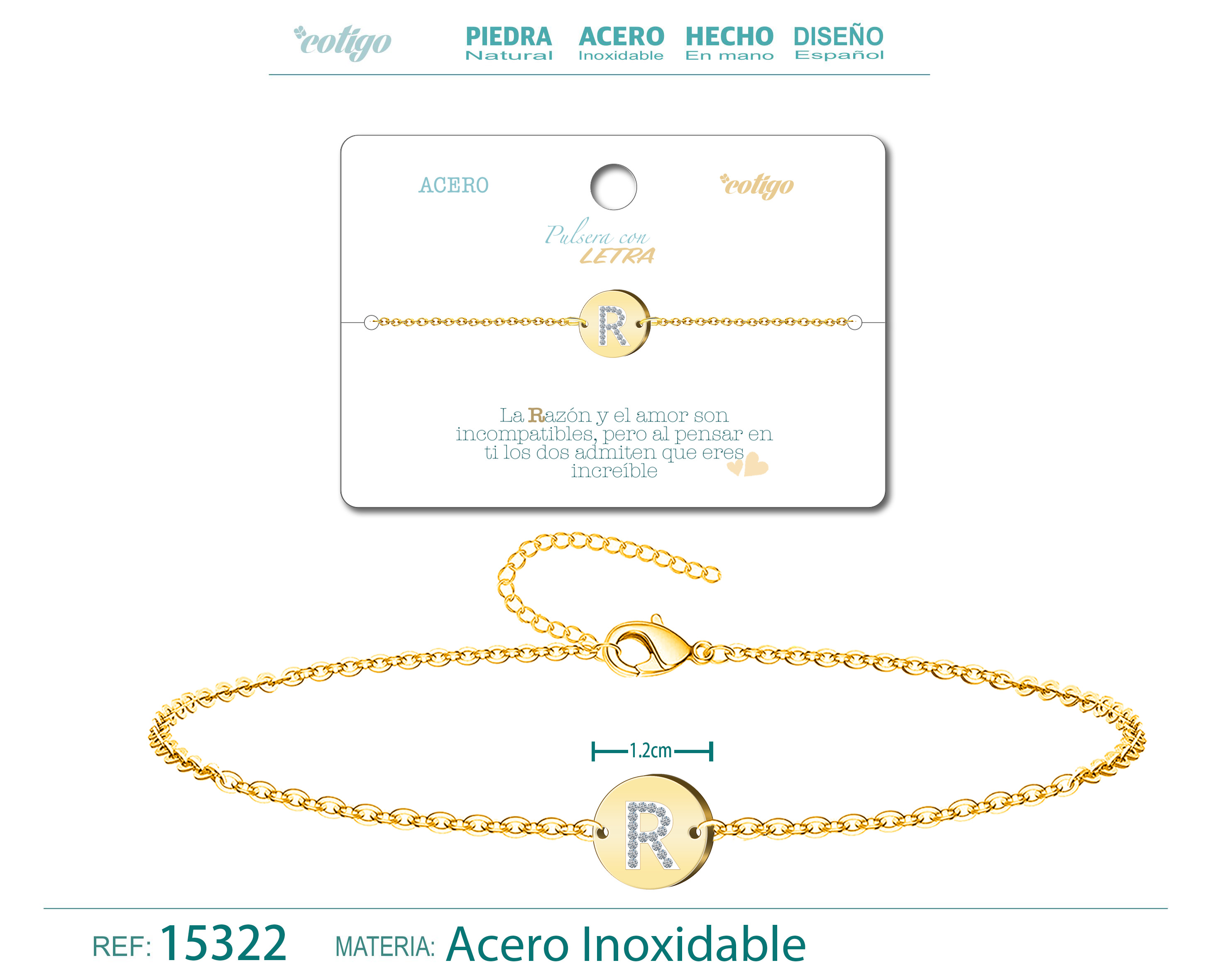 Pulsera Letra R Color Dorado