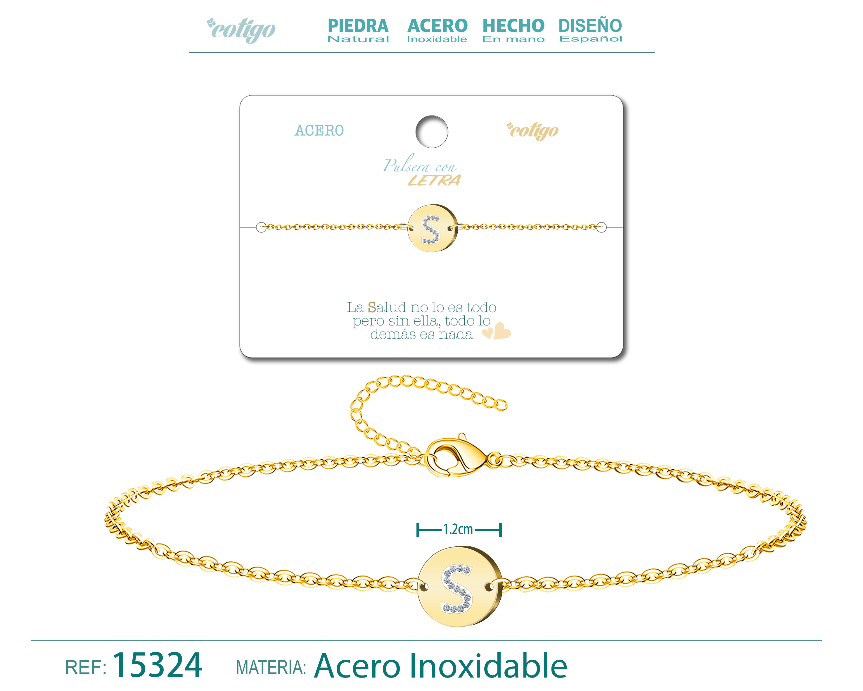 Pulsera Letra S Color Dorado
