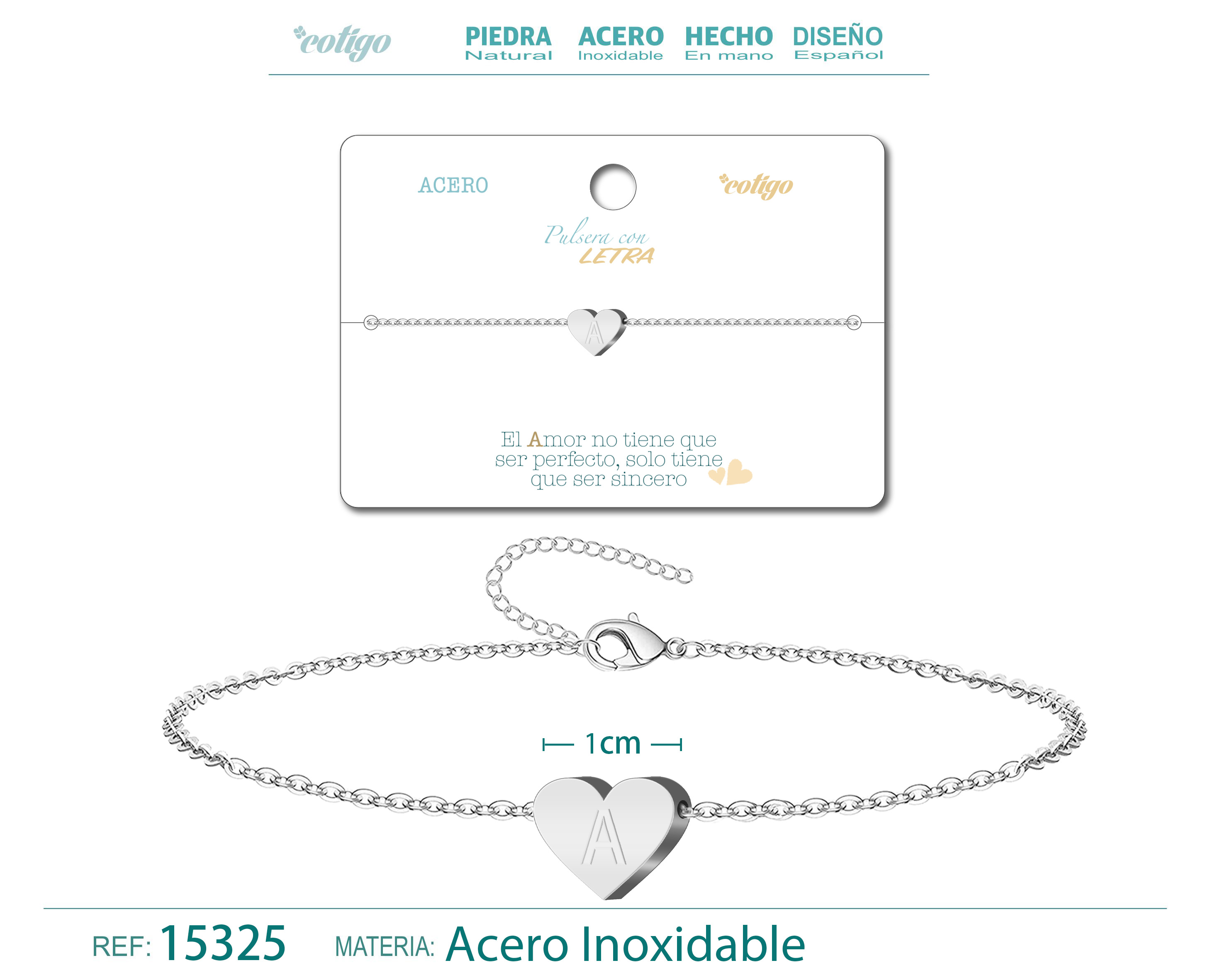Pulsera Letra A Color Plateado