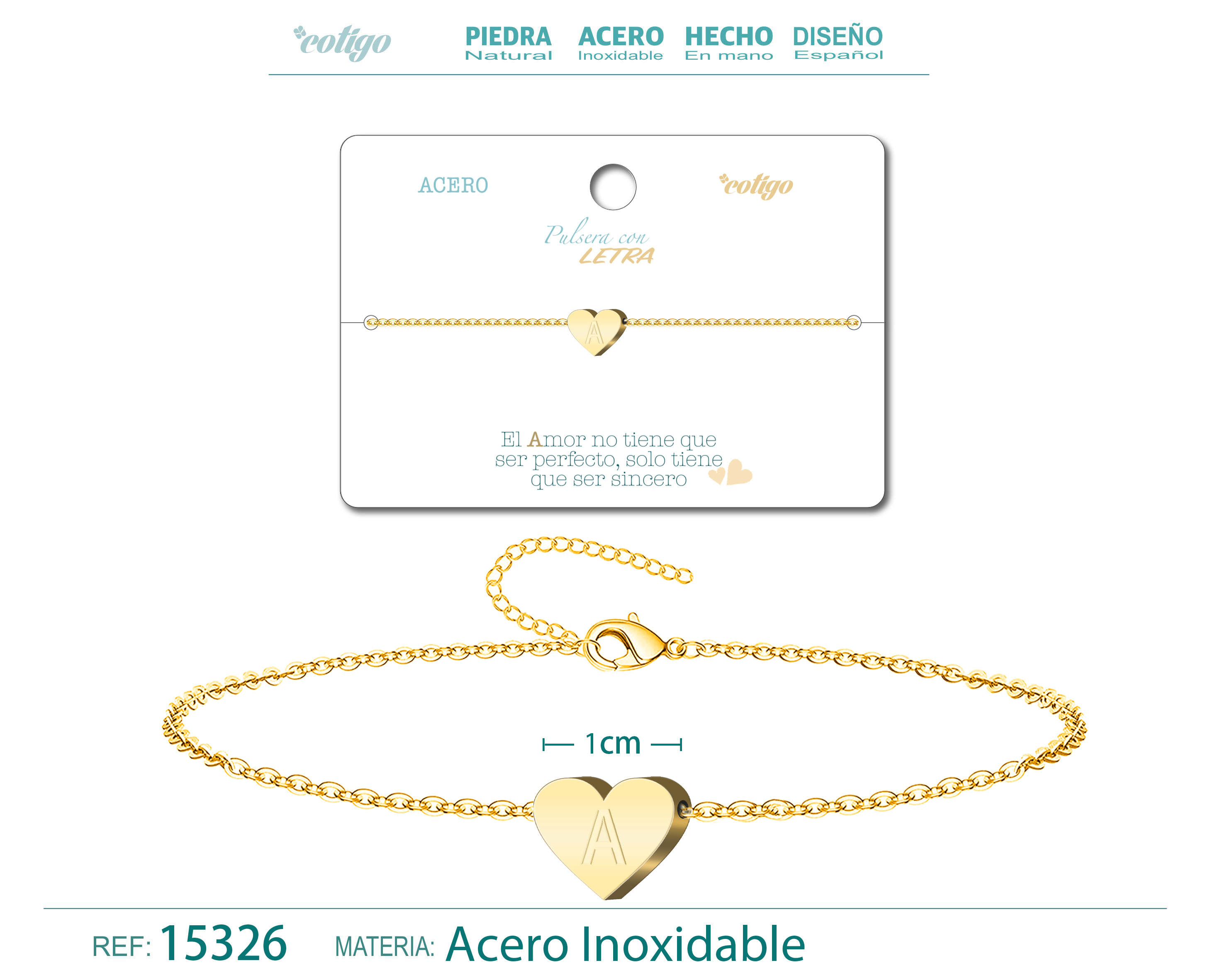 Pulsera Letra A Color Dorado