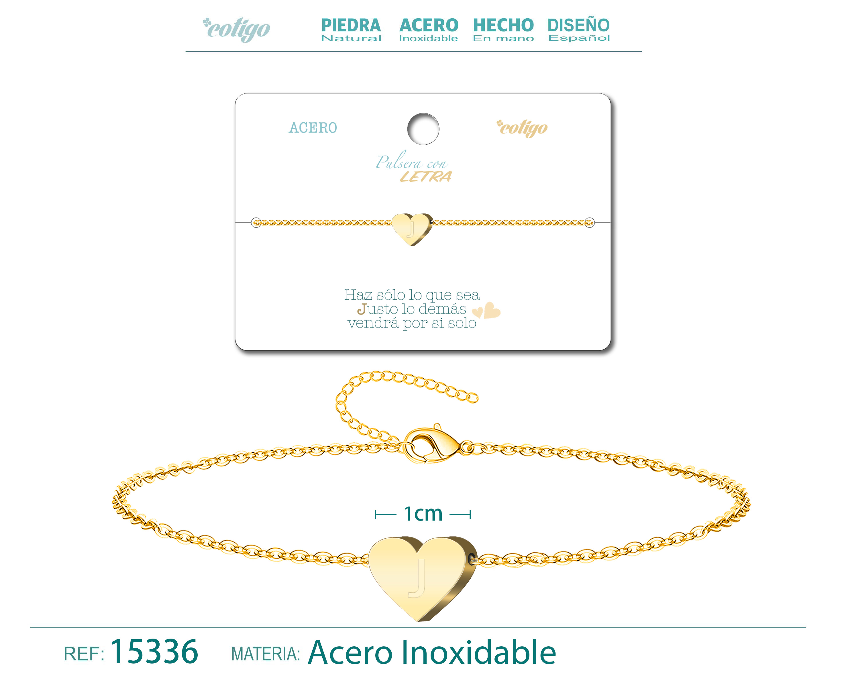 Pulsera Letra J Color Dorado