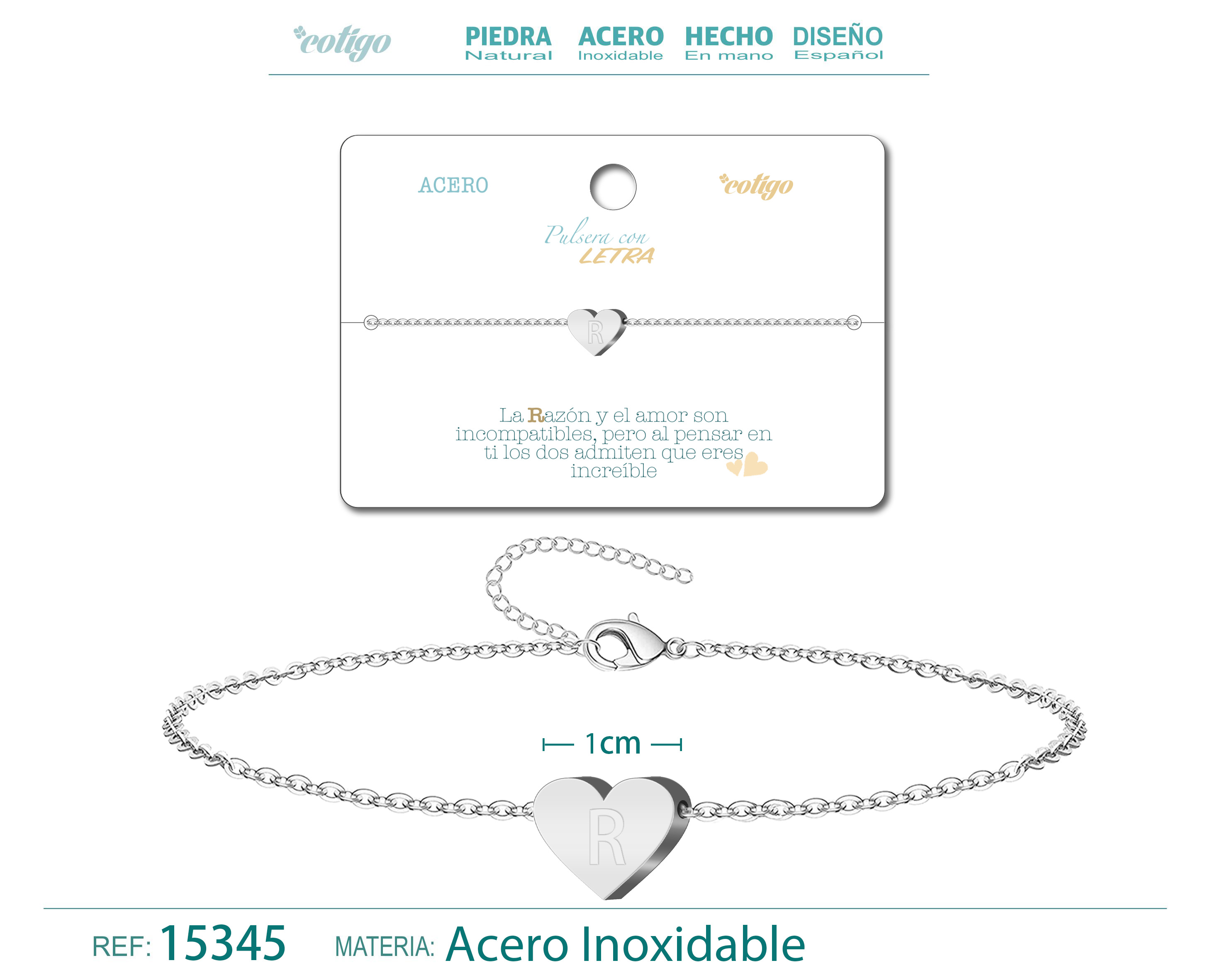 Pulsera Letra R Color Plateado