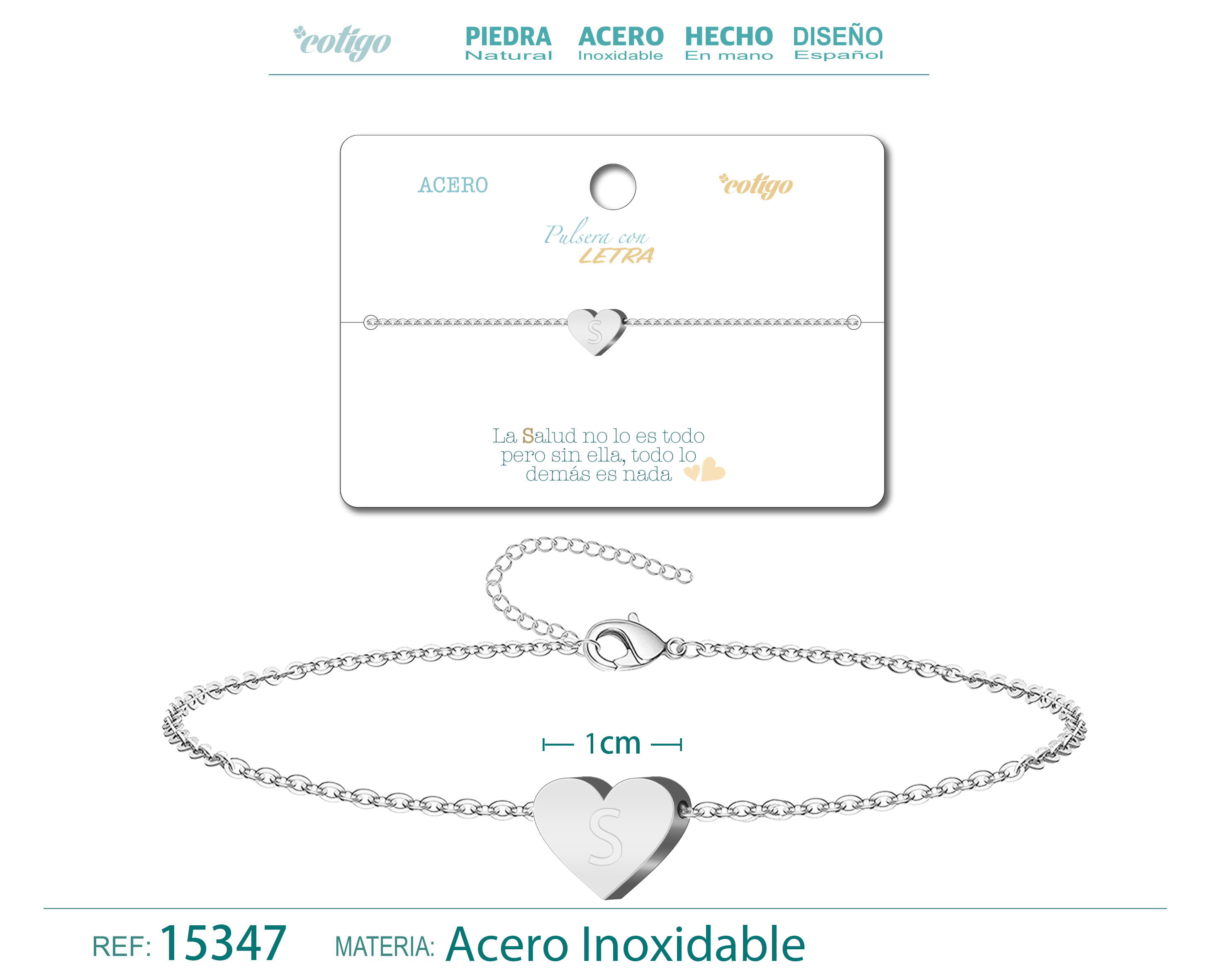 Pulsera Letra S Color Plateado
