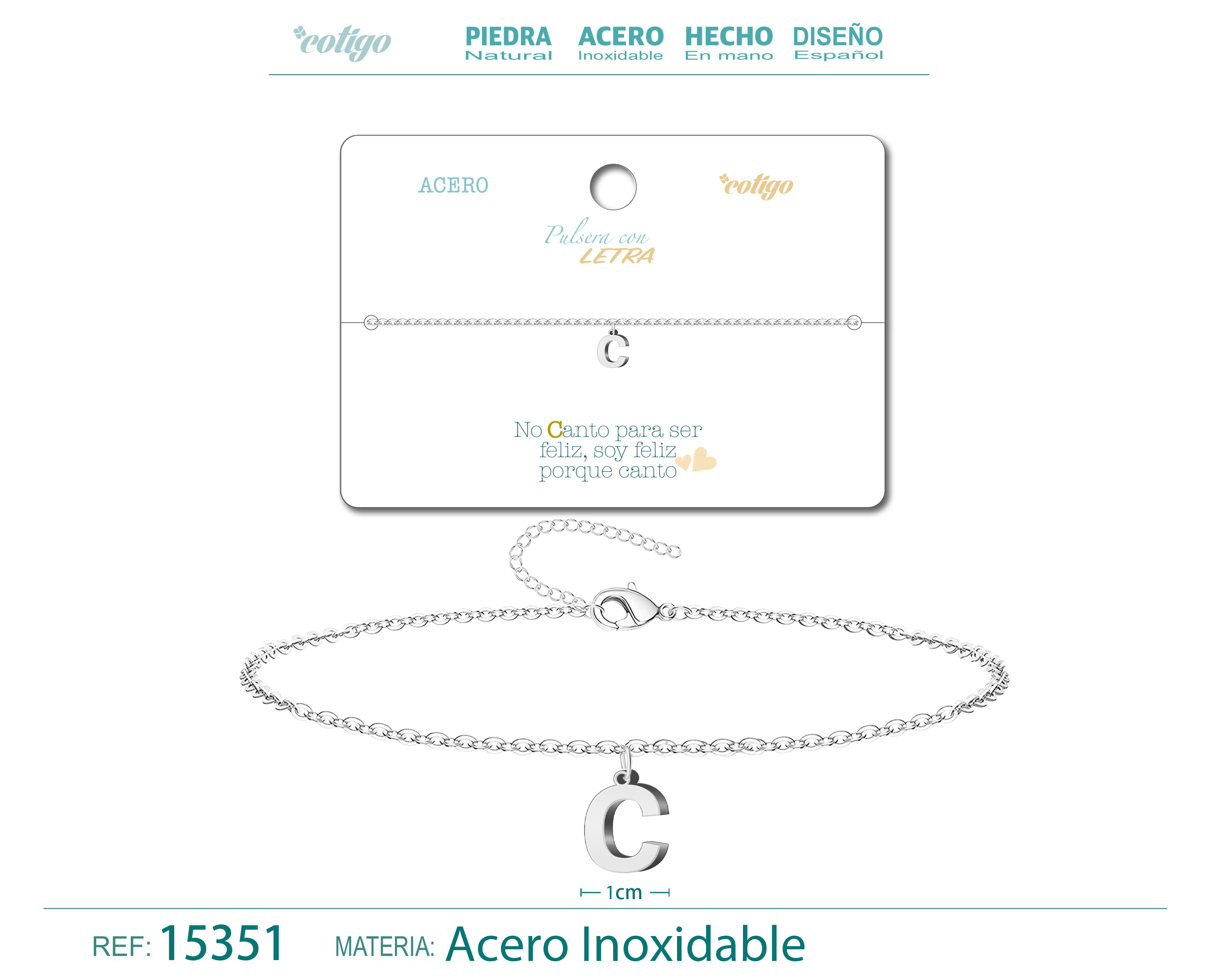 Pulsera Letra C Color Plateado