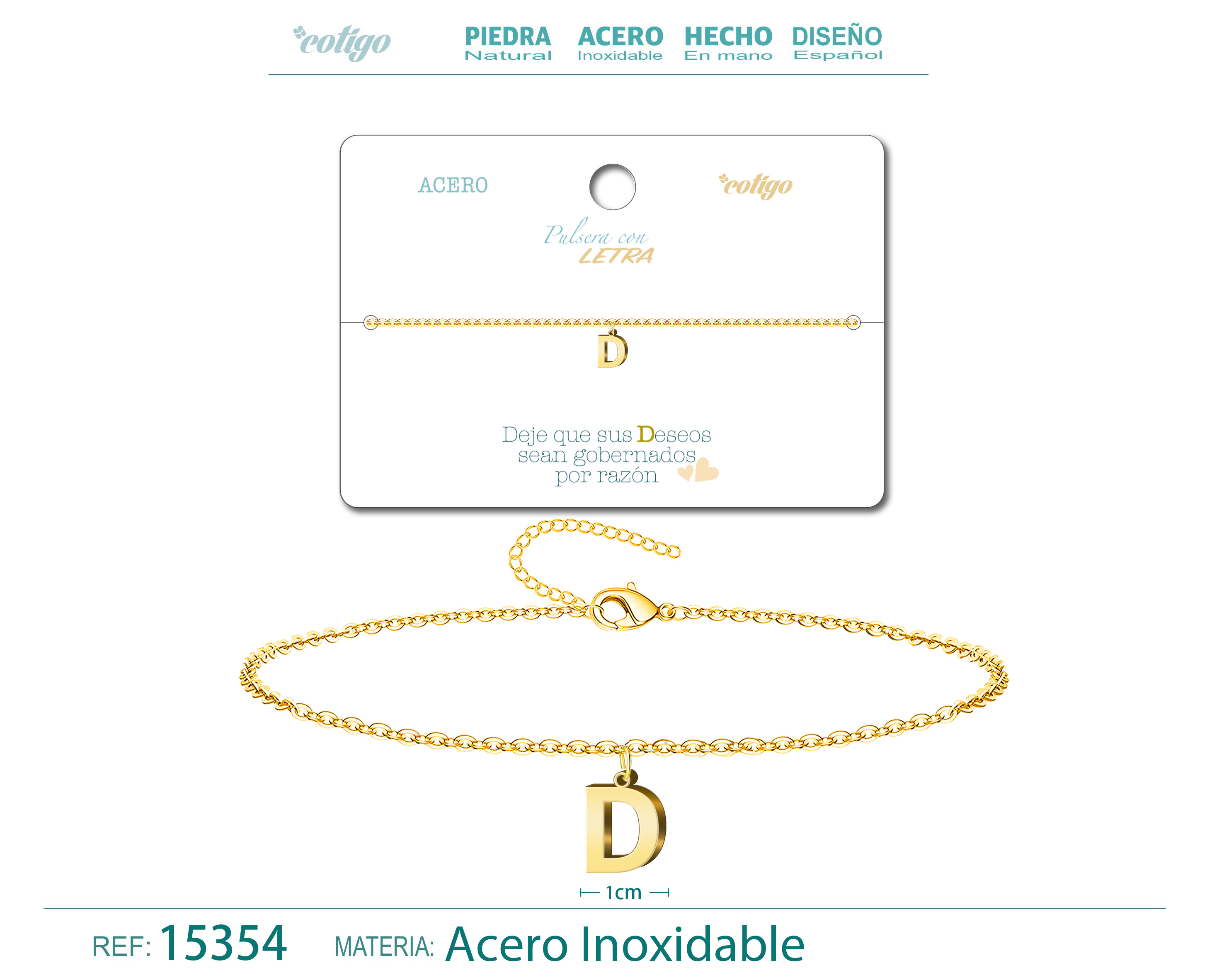 Pulsera Letra D Color Dorado