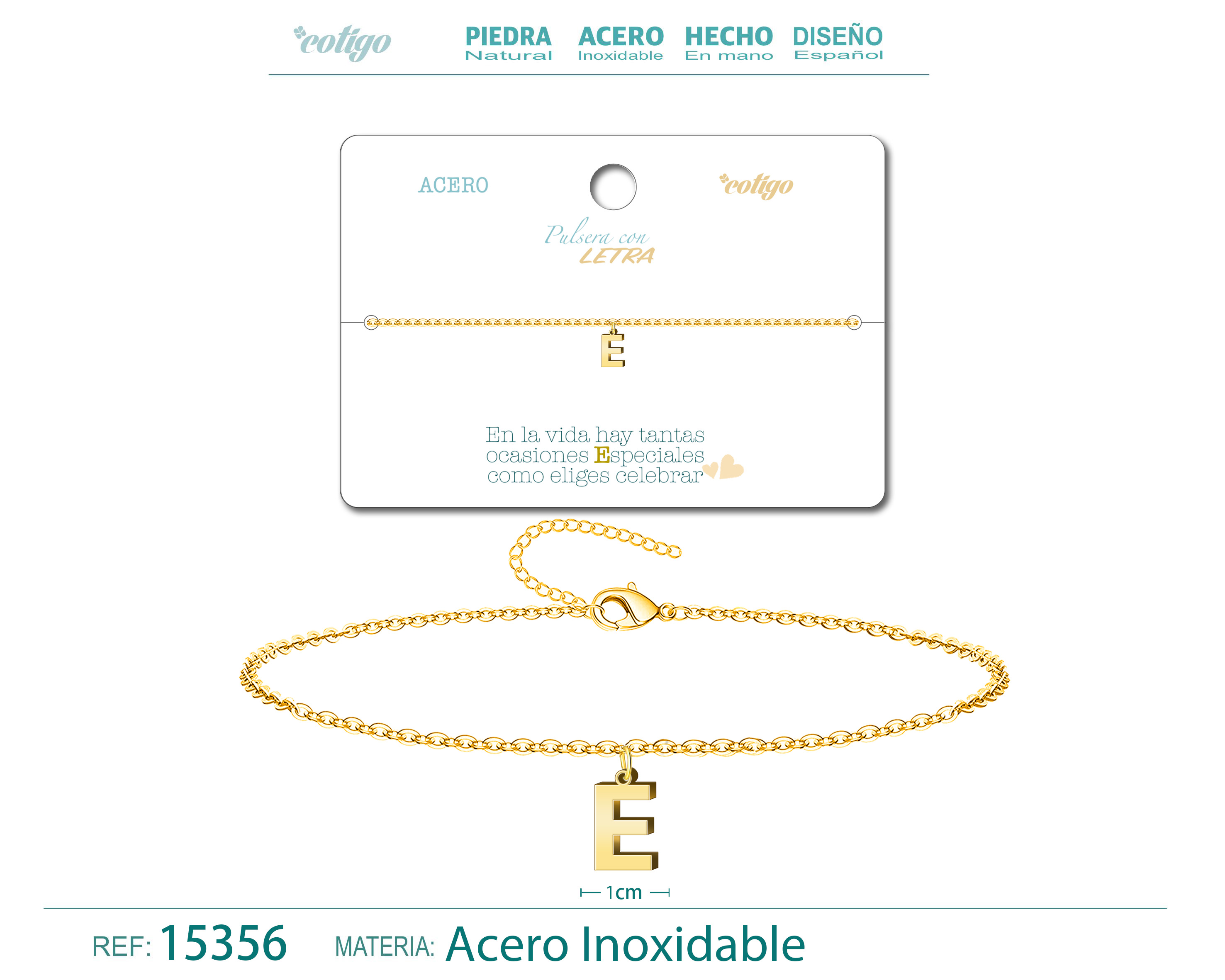 Pulsera Letra E Color Dorado