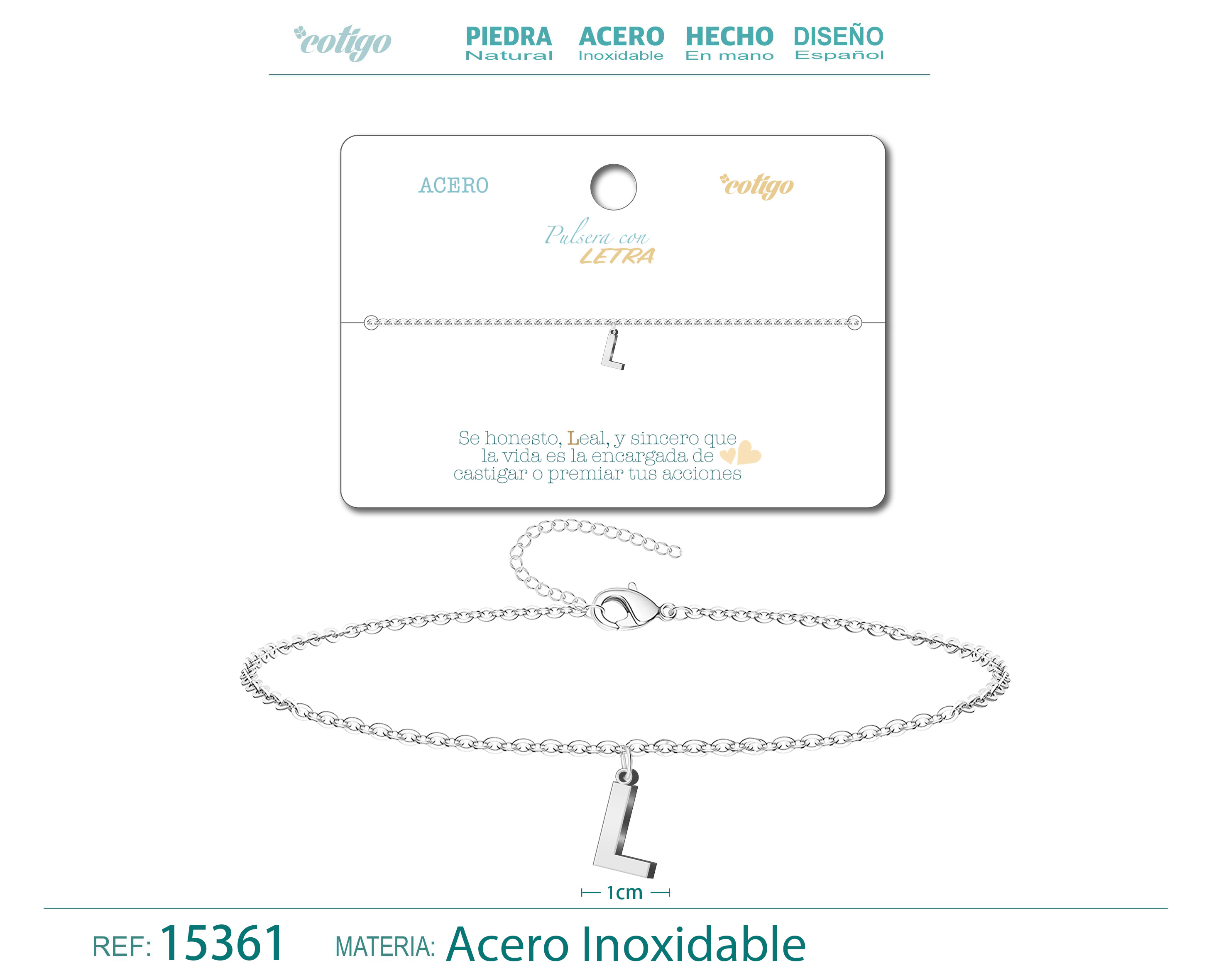 Pulsera Letra L Color Plateado