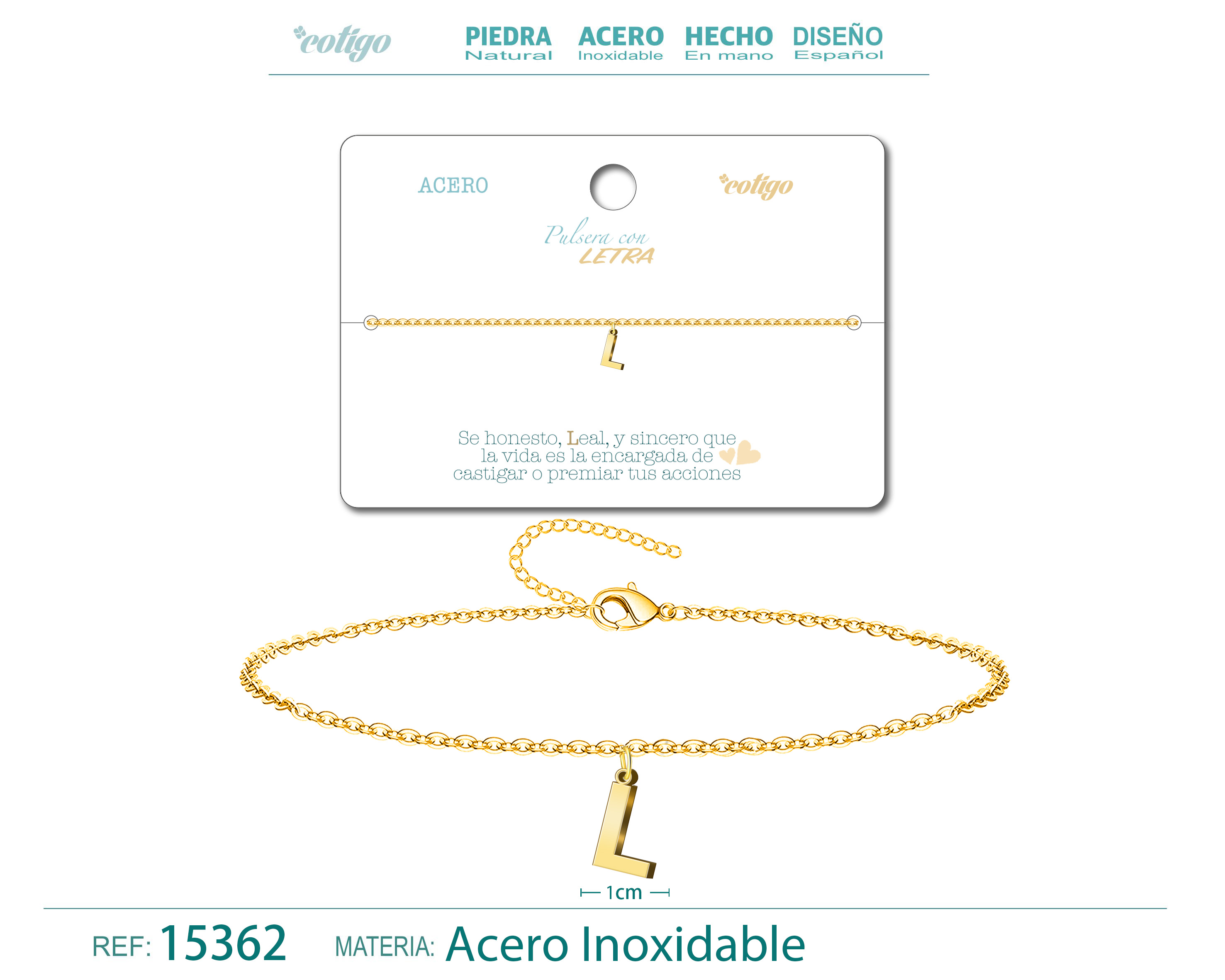 Pulsera Letra L Color Dorado