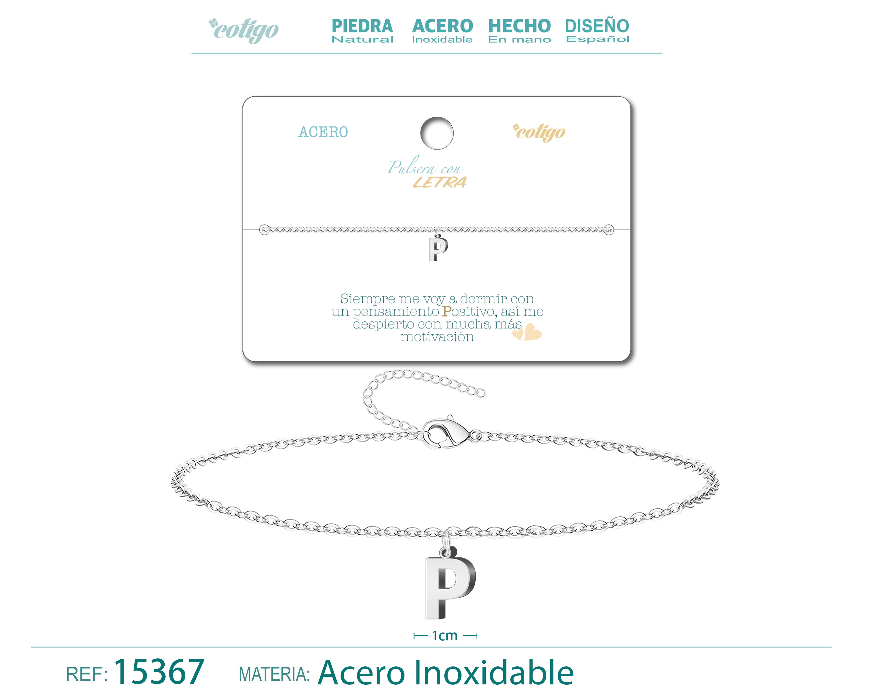 Pulsera Letra P Color Plateado