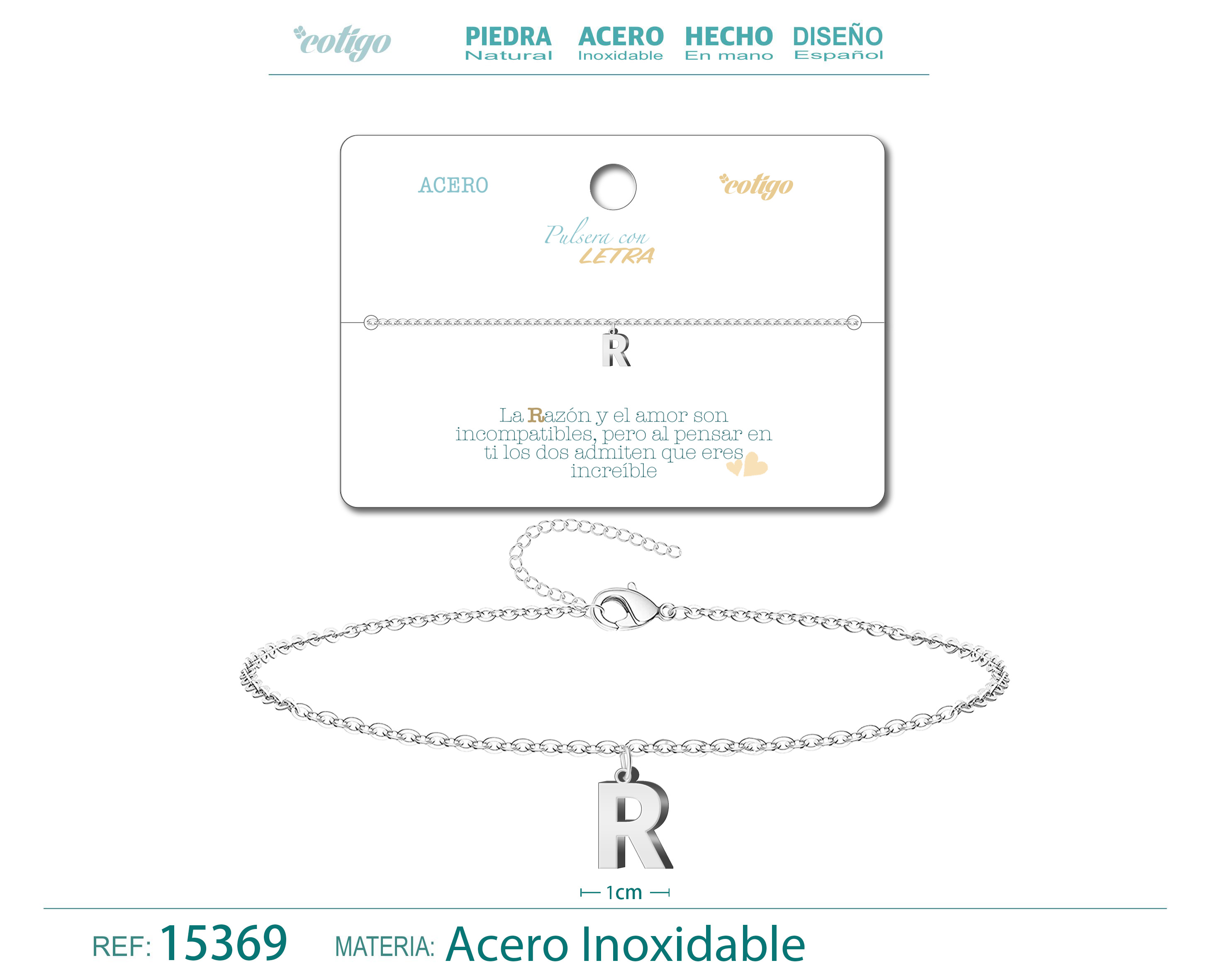 Pulsera Letra R Color Plateado