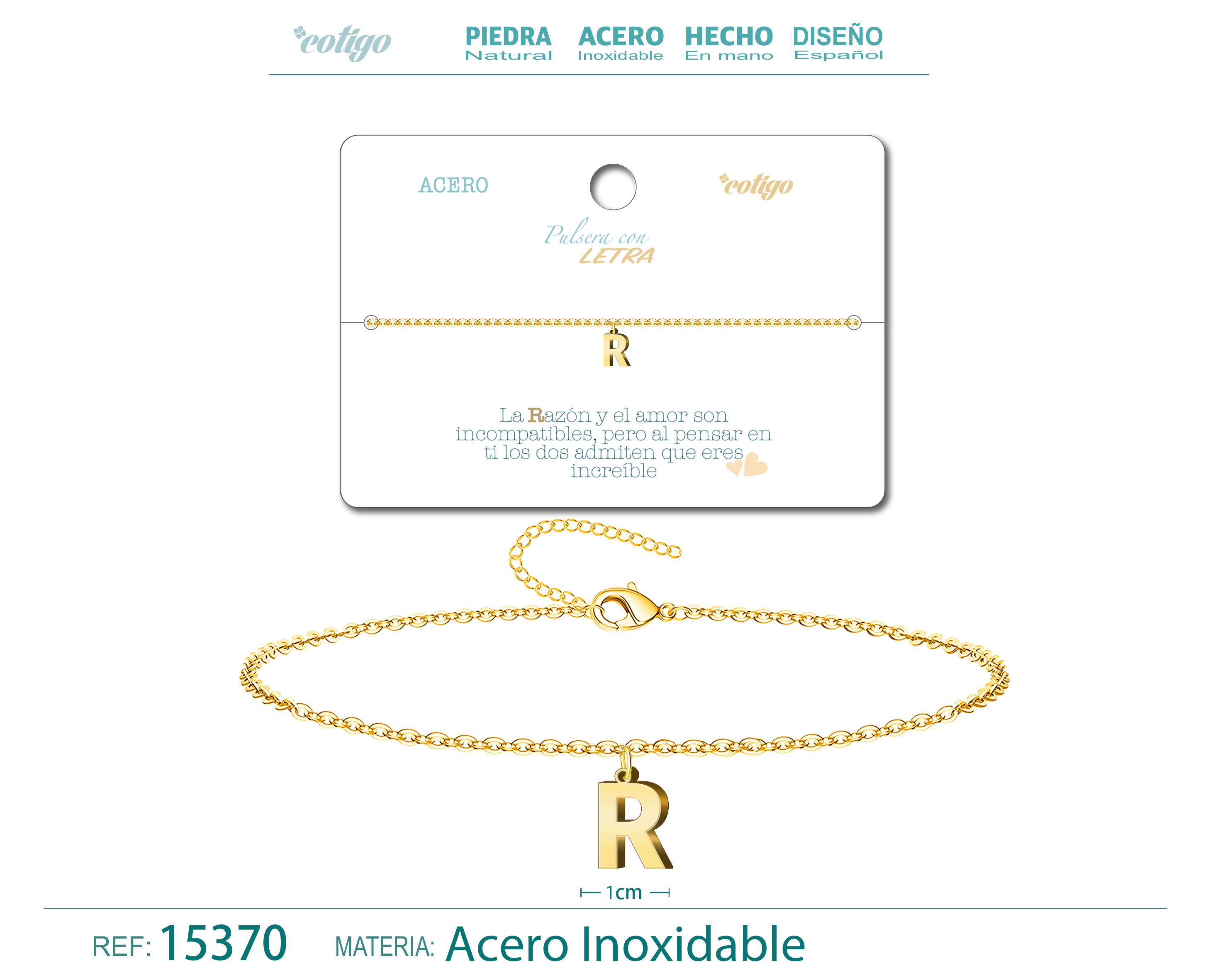 Pulsera Letra R Color Dorado
