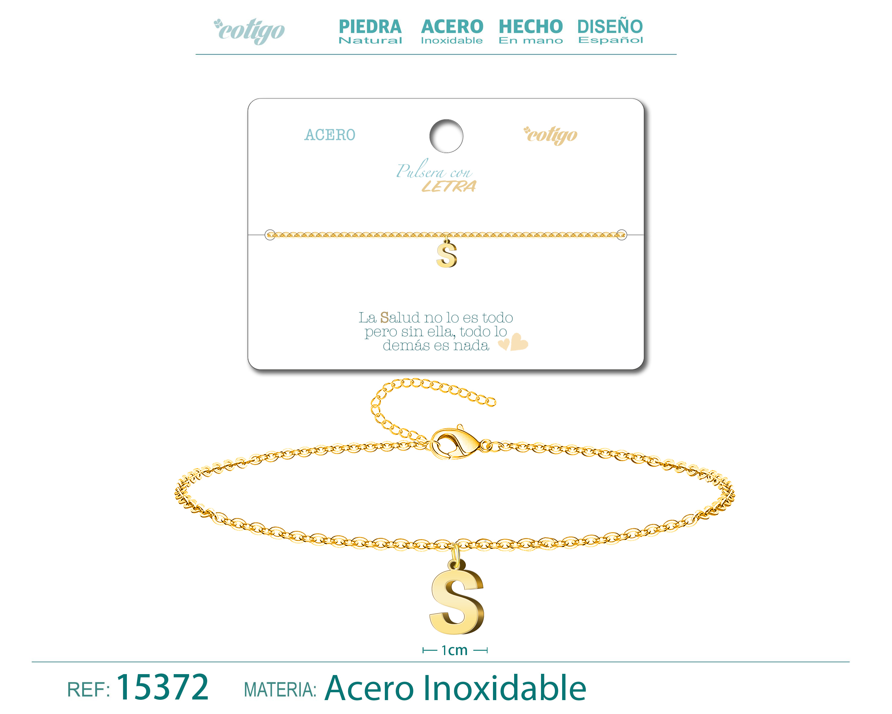Pulsera Letra S Color Dorado
