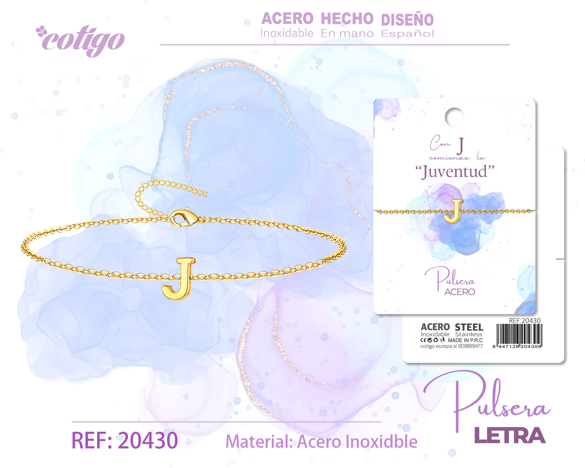 Pulsera Letra J Dorado