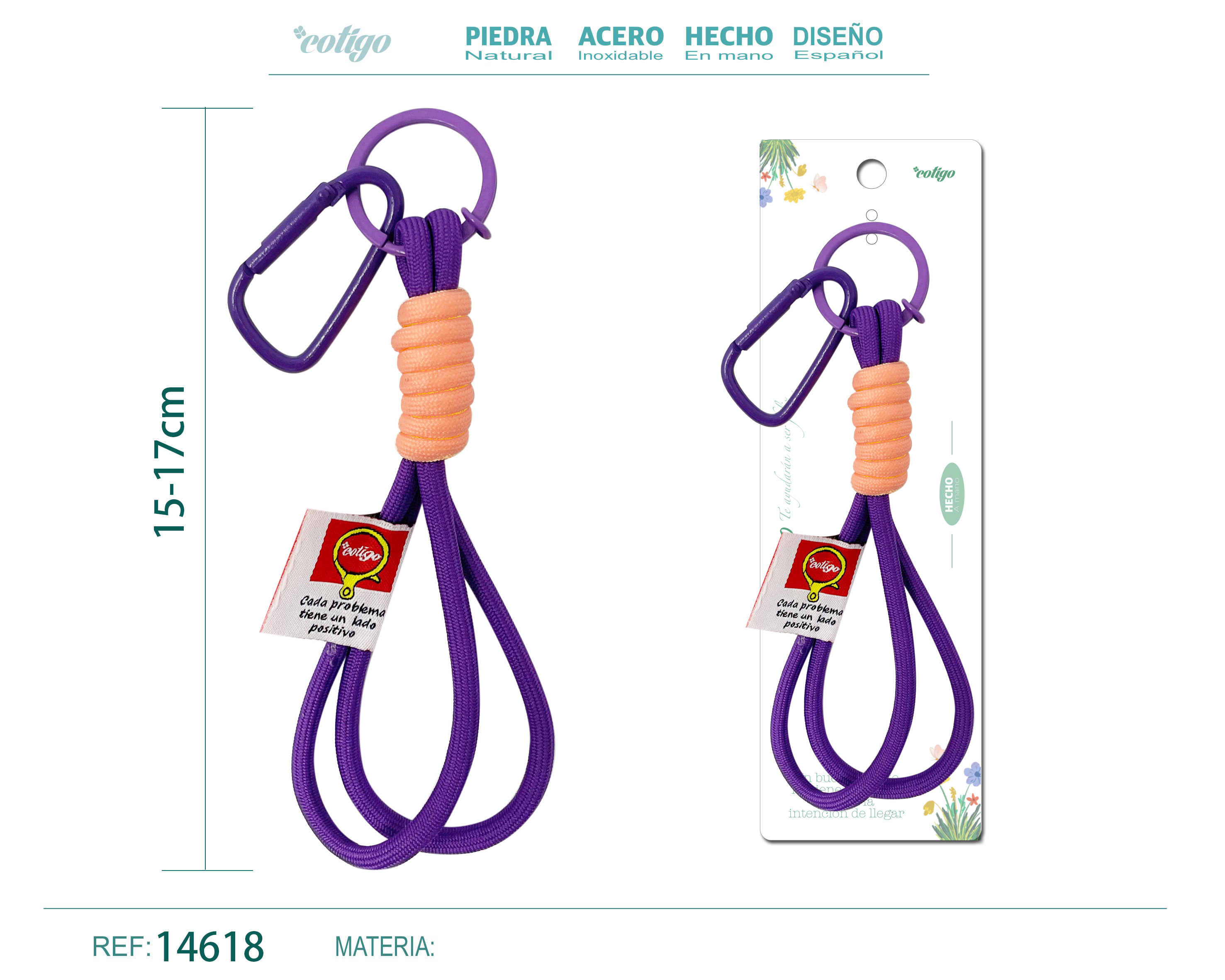 Llavero de cuerda color Macarrón