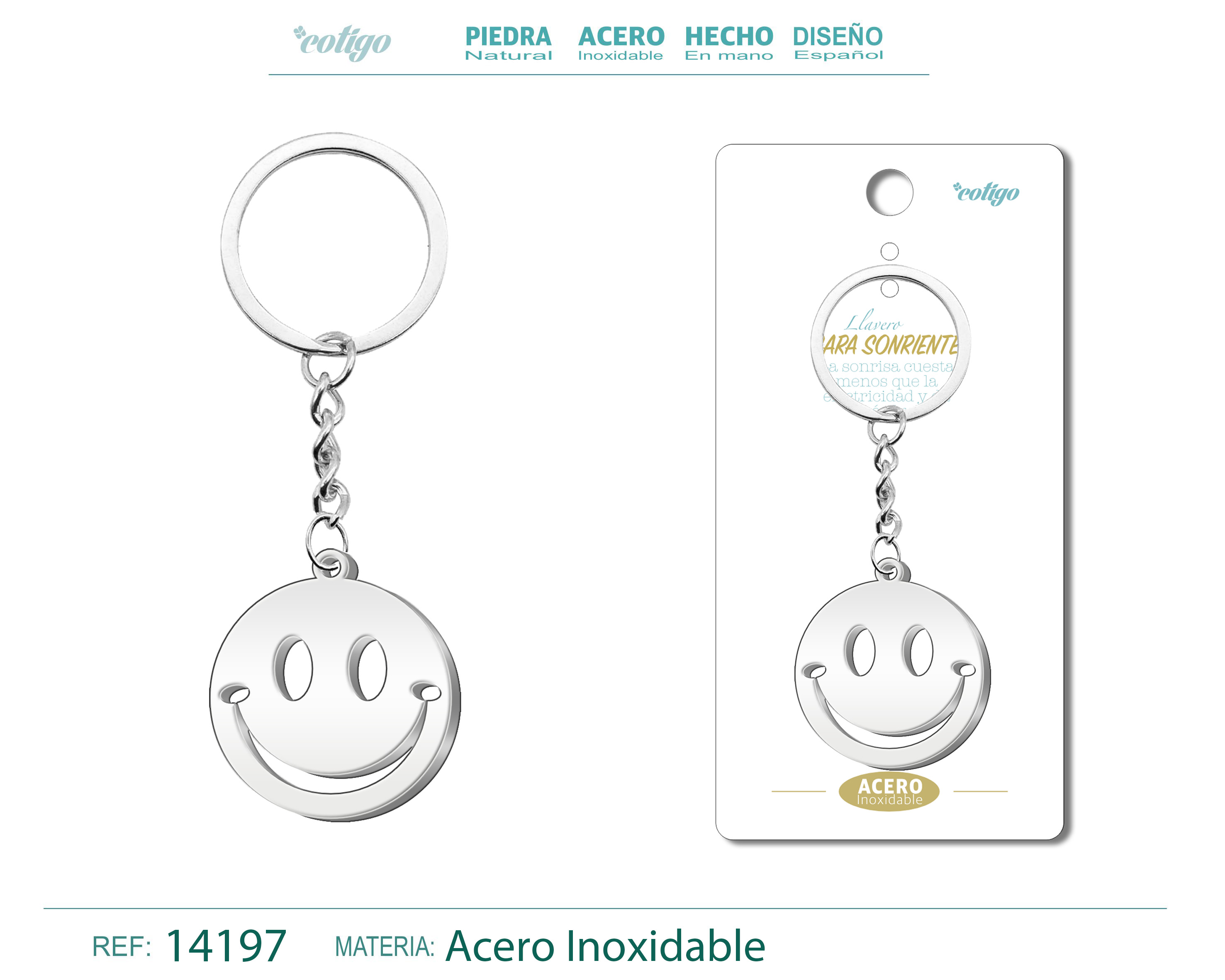 Llavero de Cara Sonriente Acero