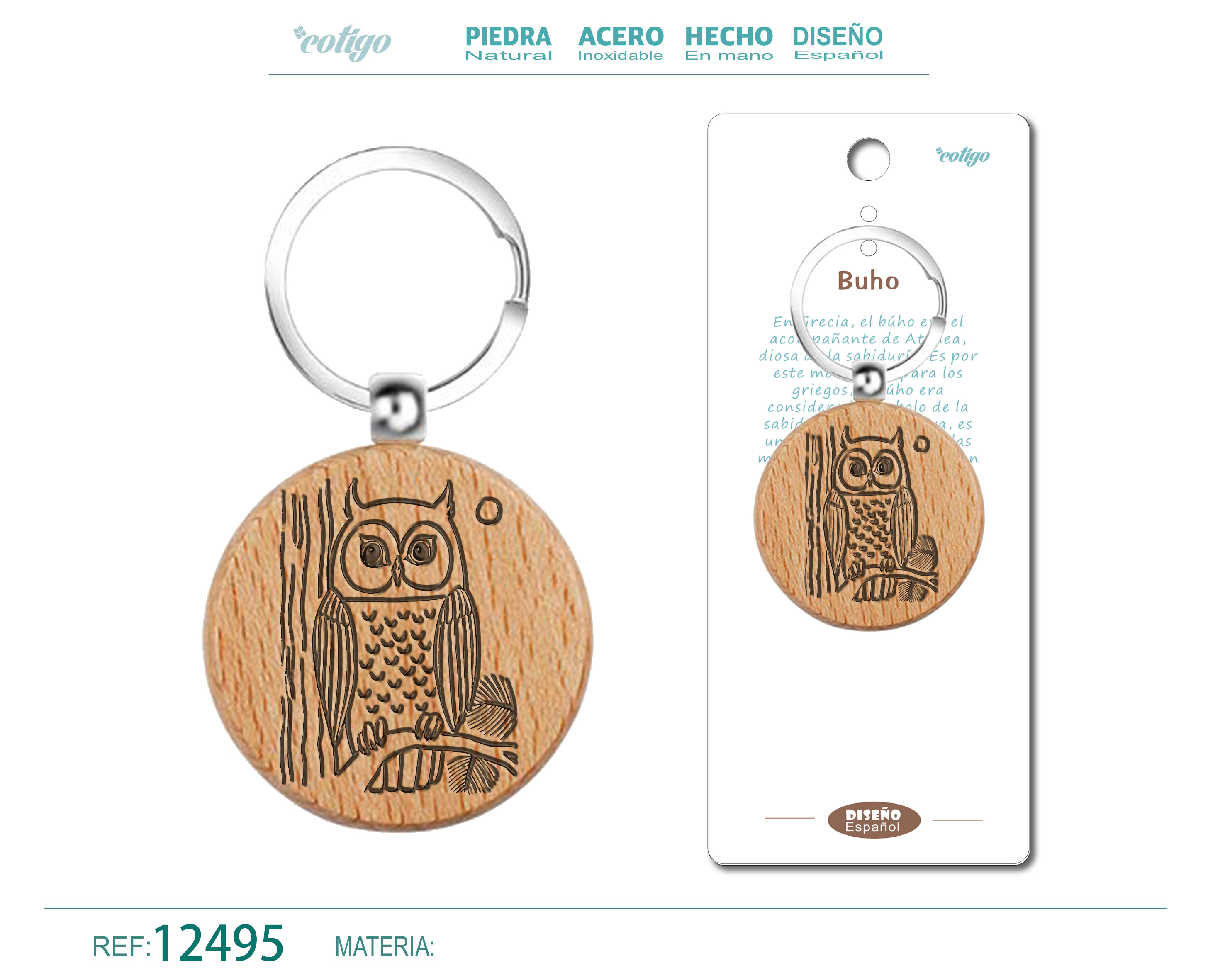 Llavero de Madera con BUHO