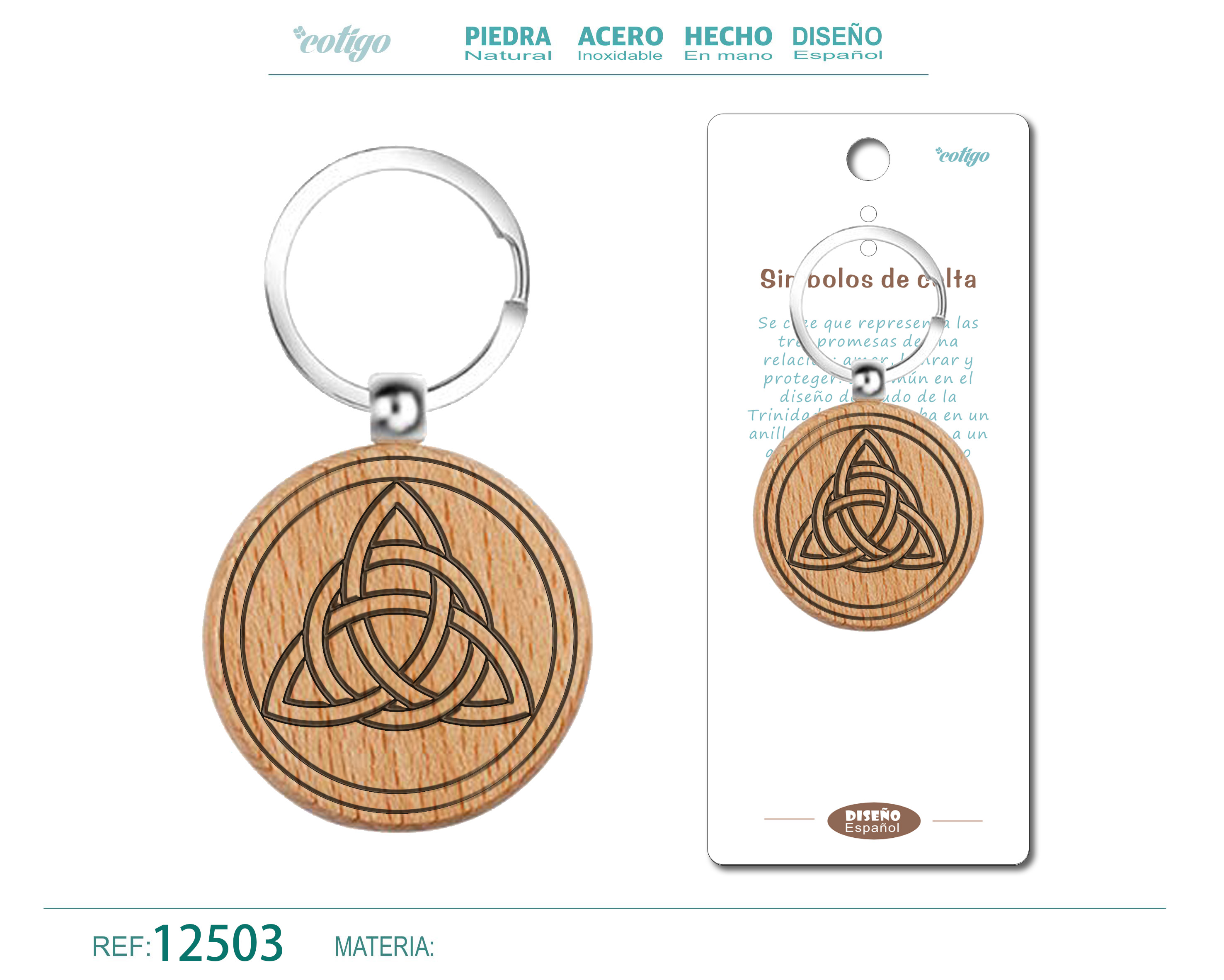 Llavero de Madera con SIMBOLOS DE CELTA