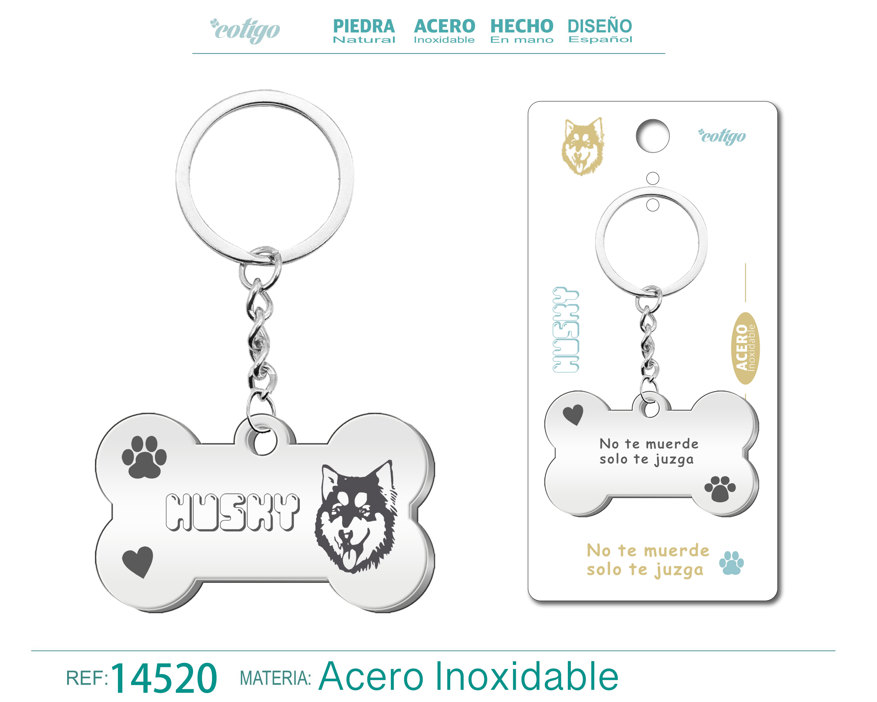 Llavero Acero de Perro Husky