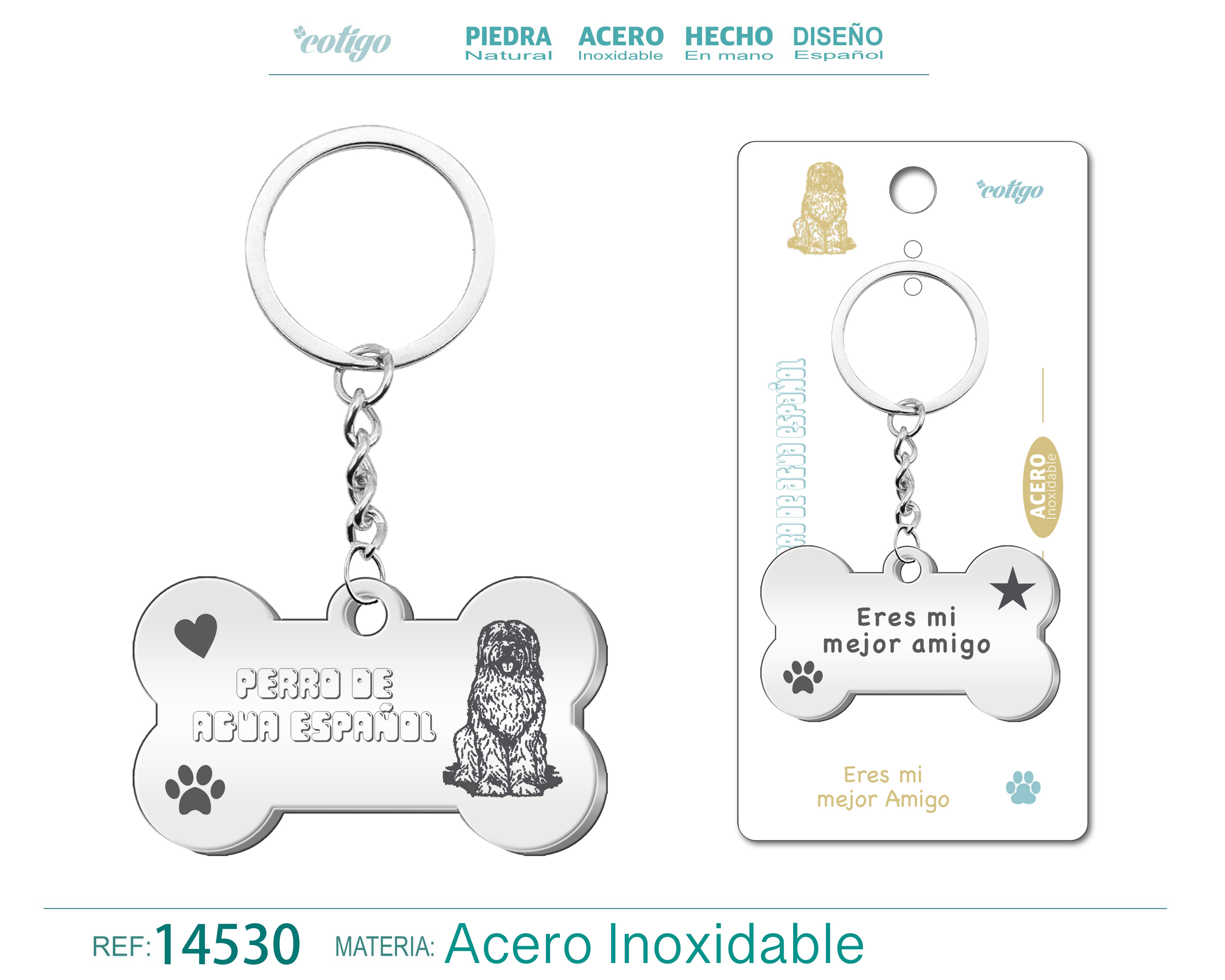 Llavero Acero de Perro Perro de Agua Español