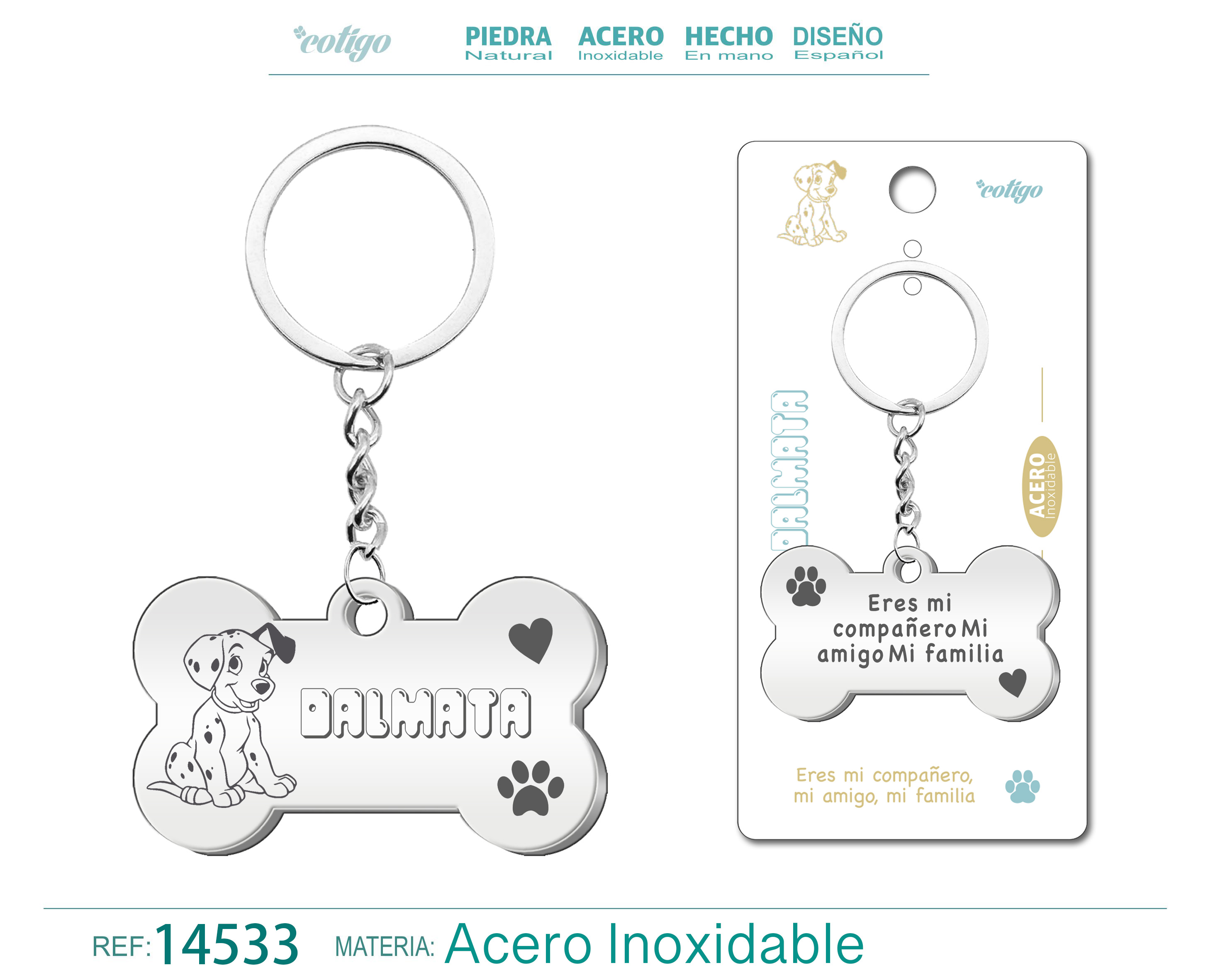 Llavero Acero de Perro Dalmata