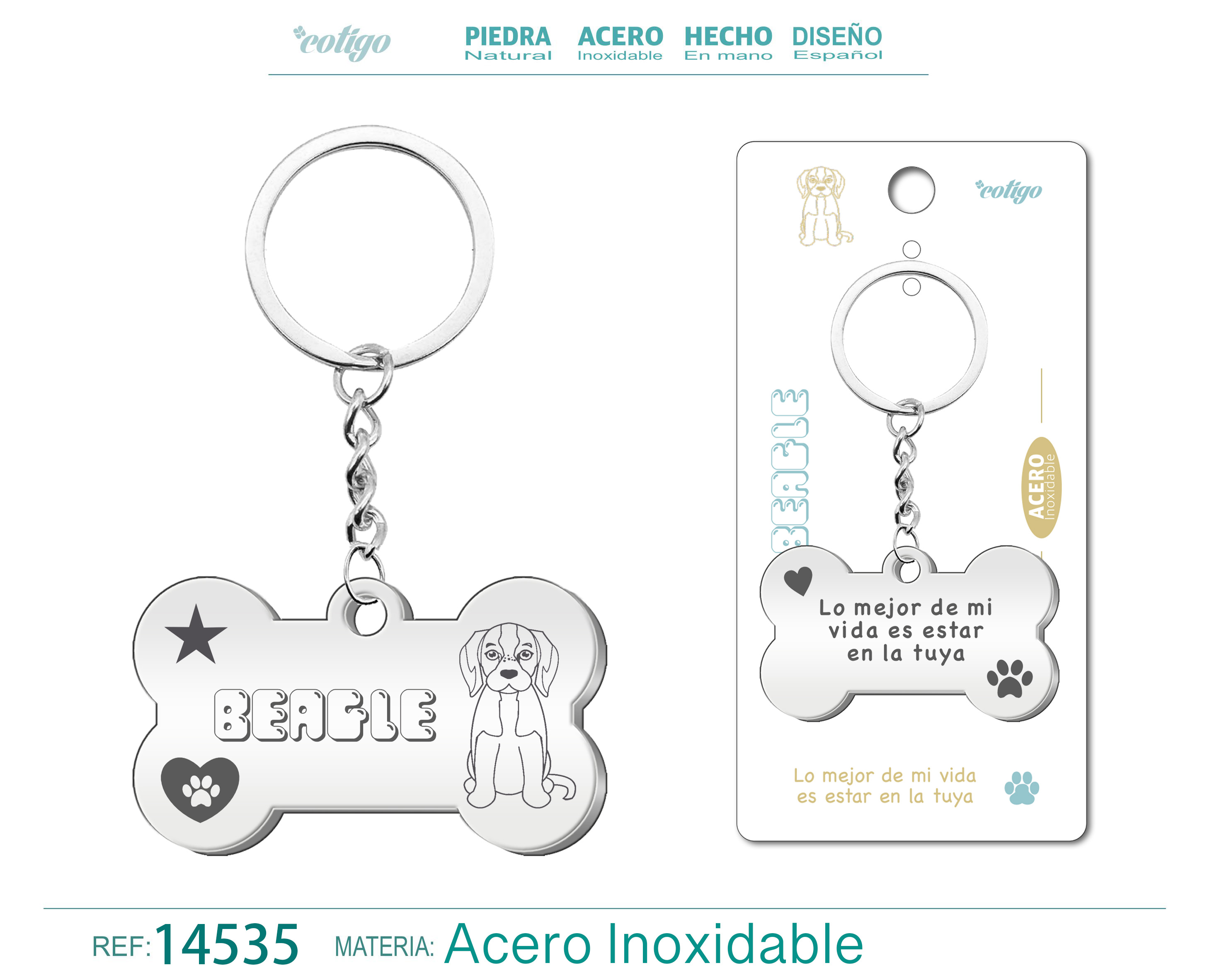 Llavero Acero de Perro Beagle