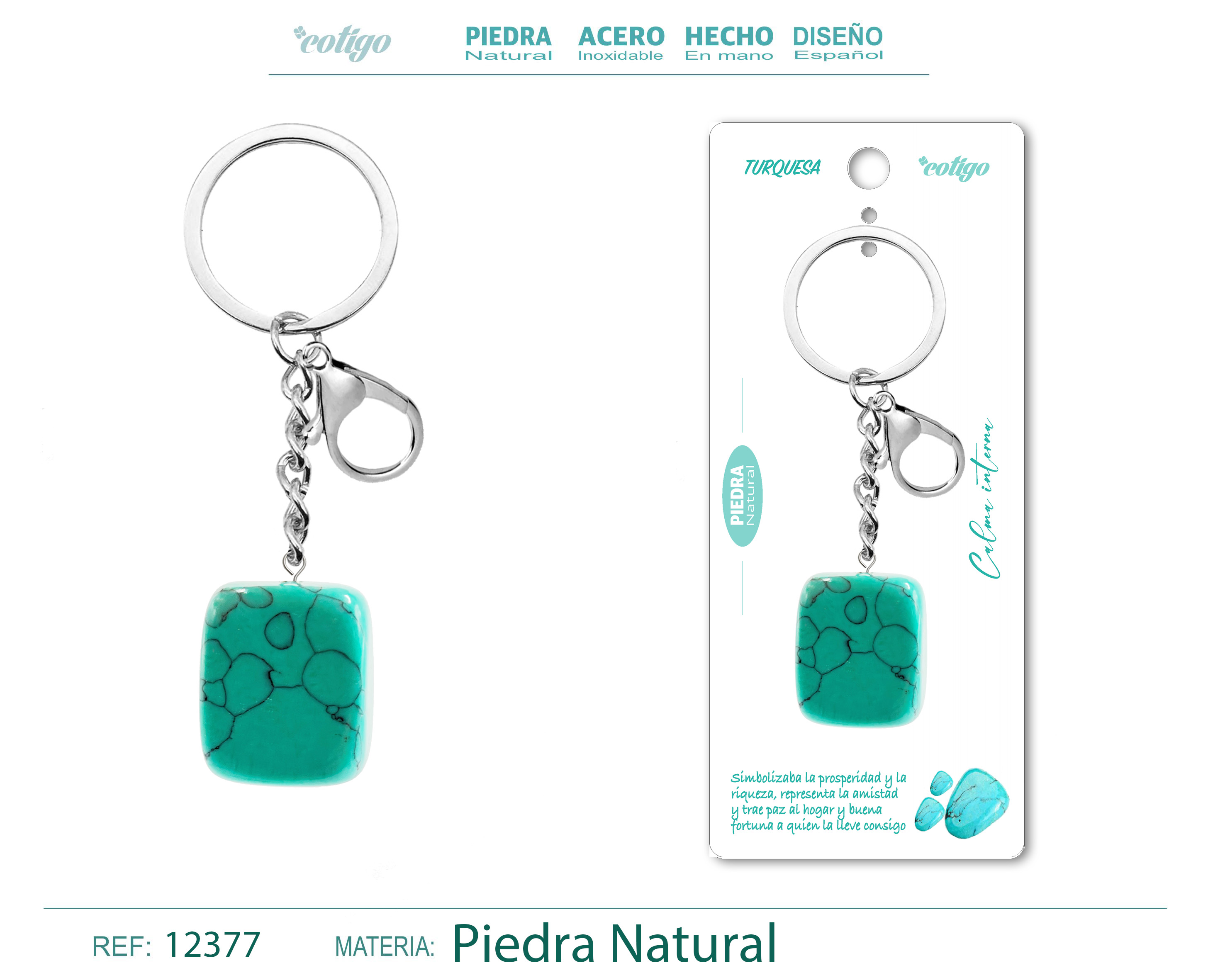 Llavero de piedra natural-Turquesa
