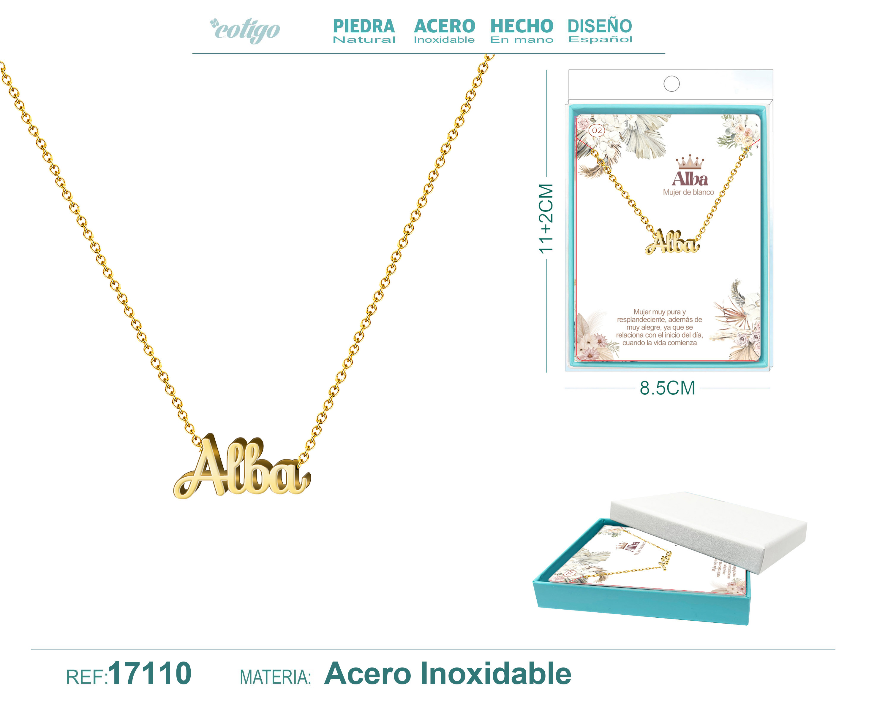 Collar Nombre Alba Acerocolor Dorado