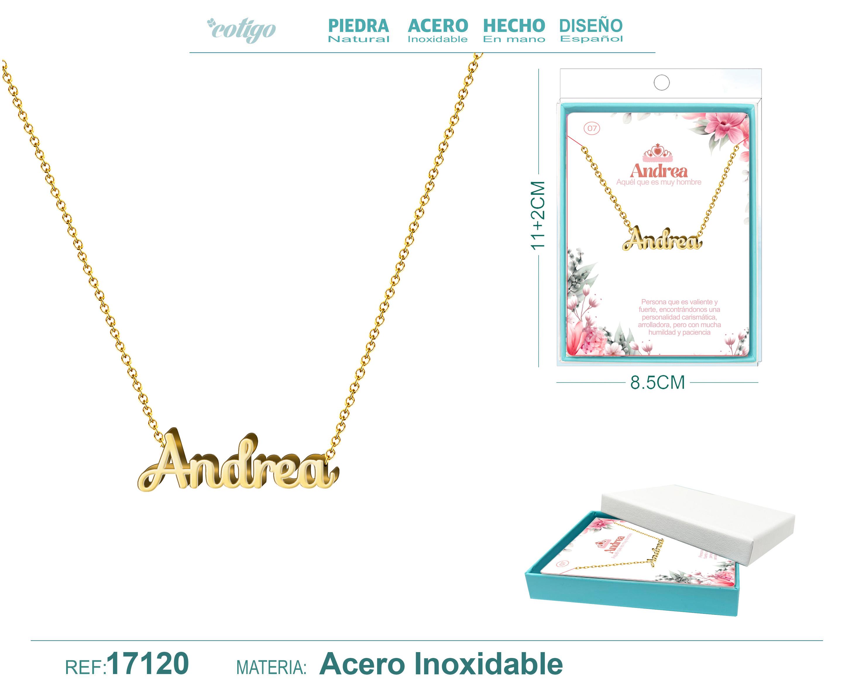 Collar Nombre Andrea Acerocolor Dorado