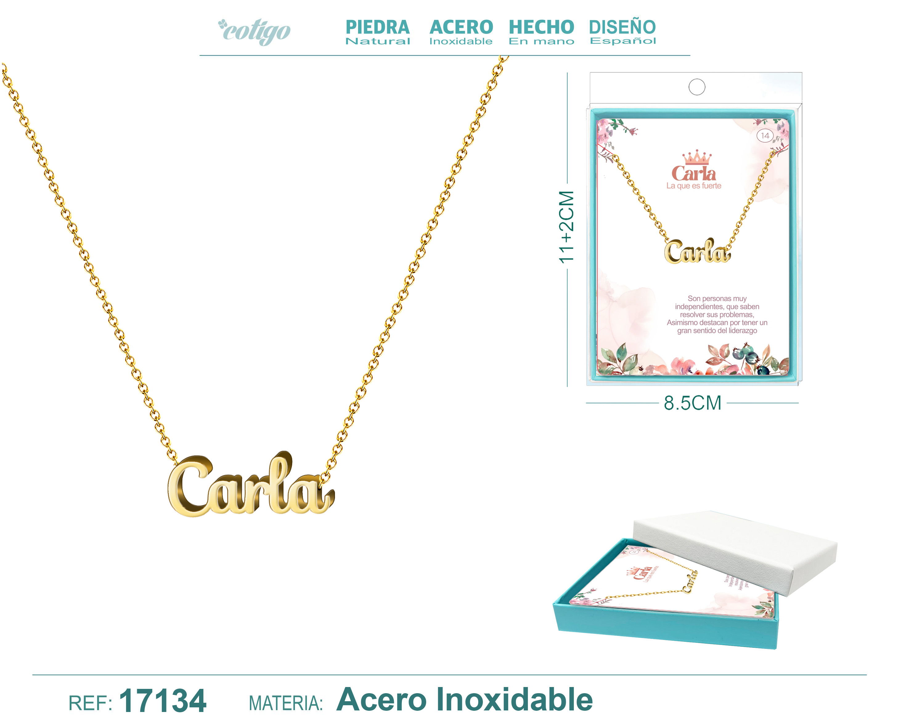 Collar Nombre Carla Acerocolor Dorado