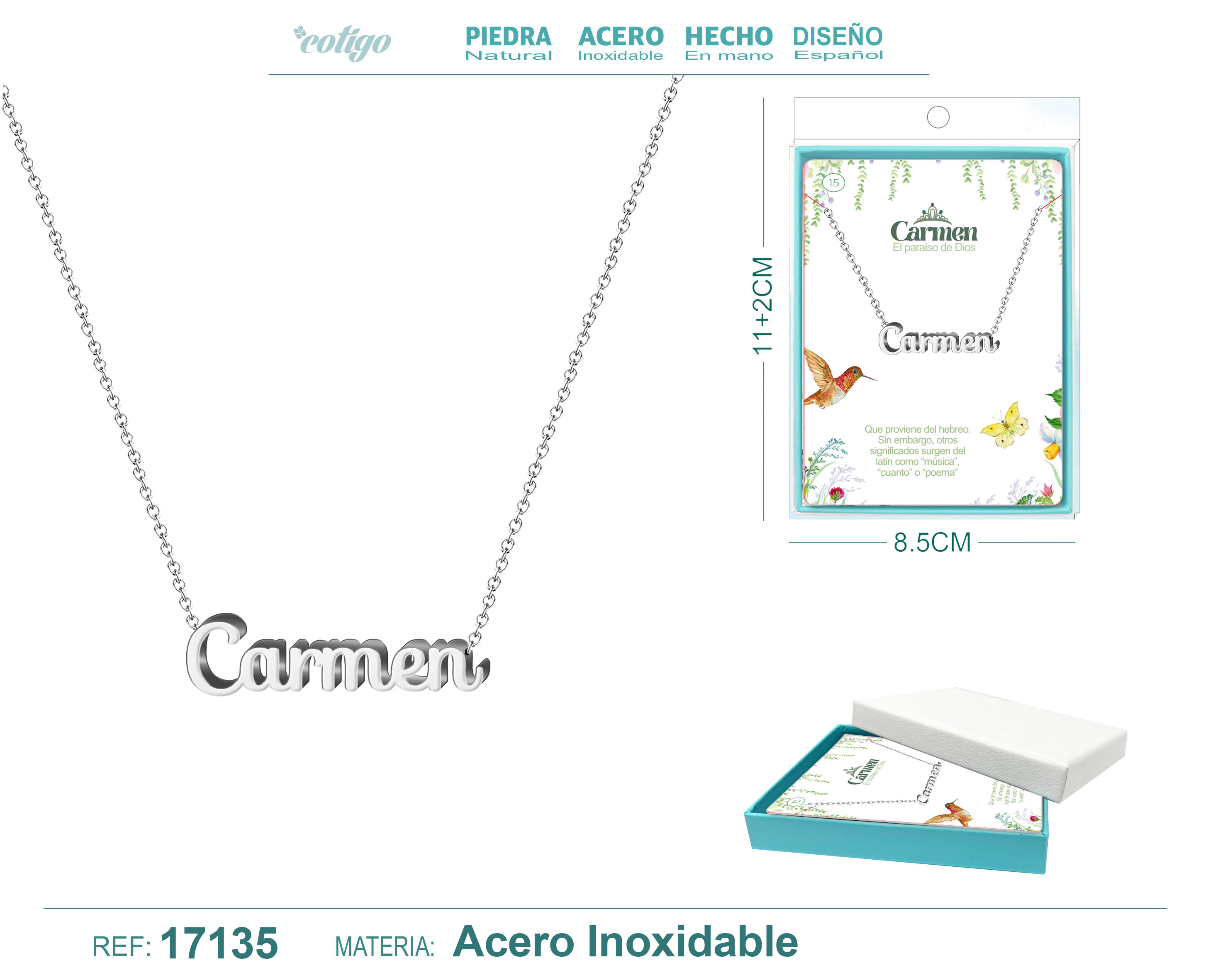 Collar Nombre Carmen Acerocolor Plateado