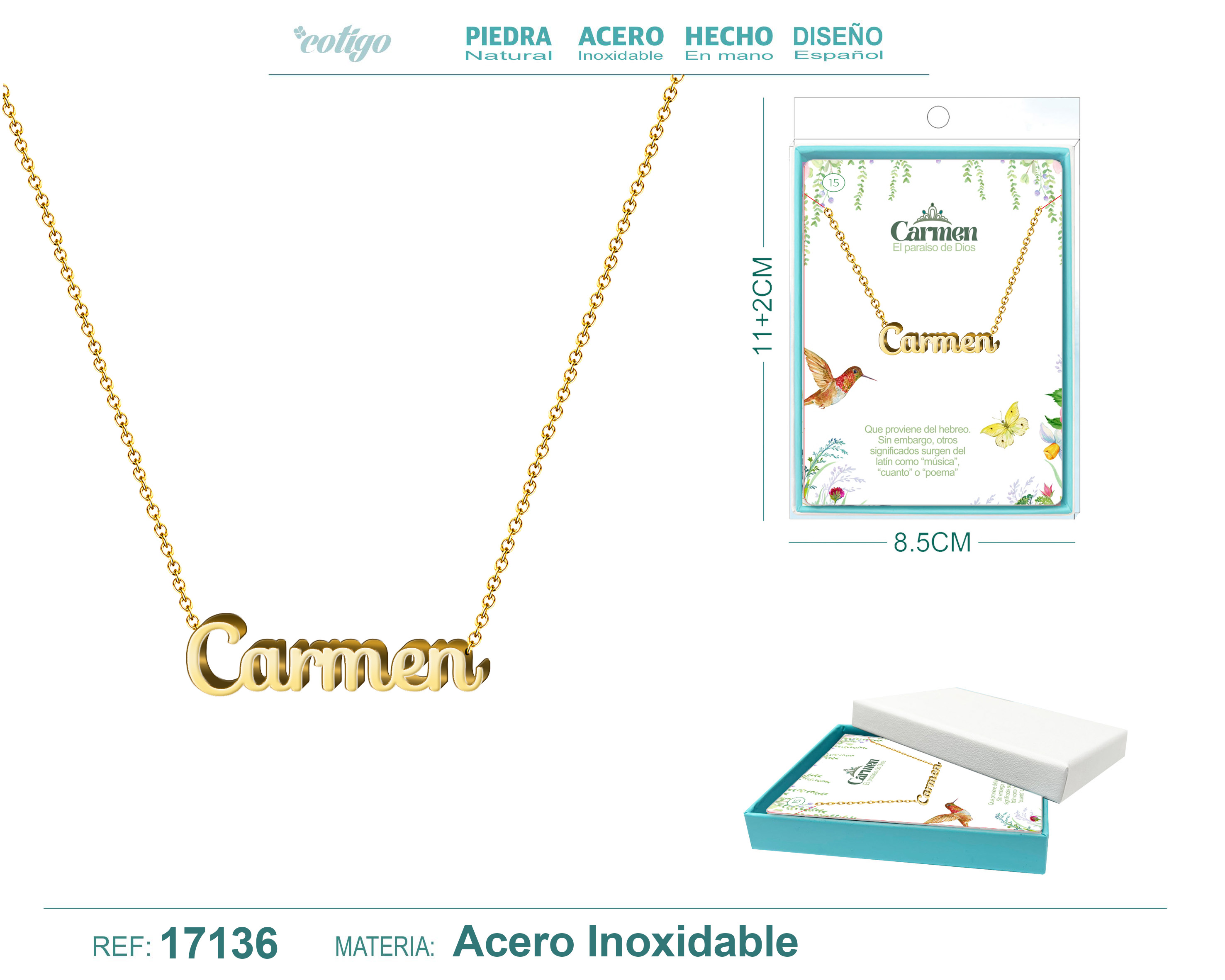 Collar Nombre Carmen Acerocolor Dorado