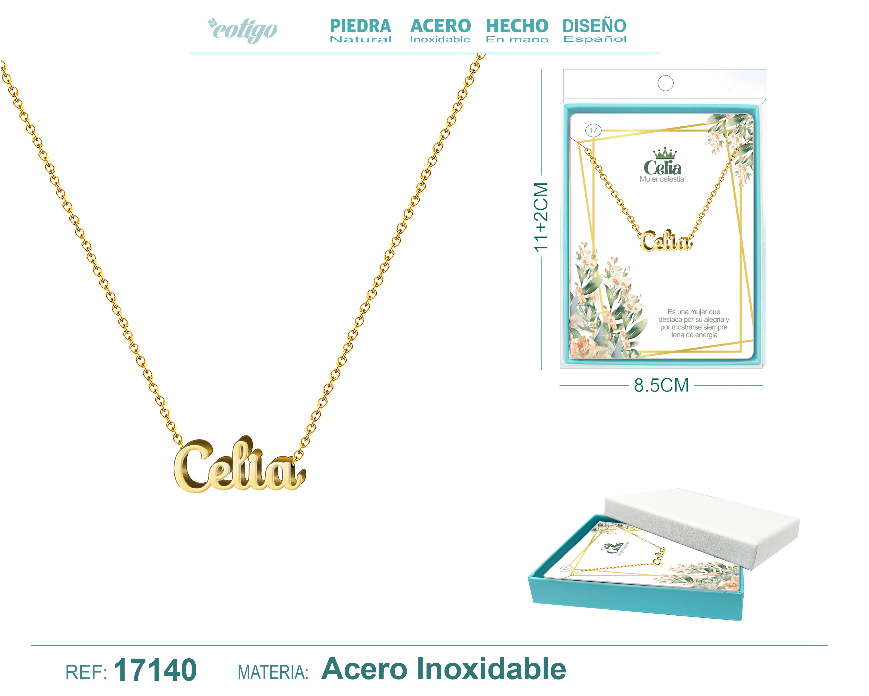 Collar Nombre Celia Acerocolor Dorado