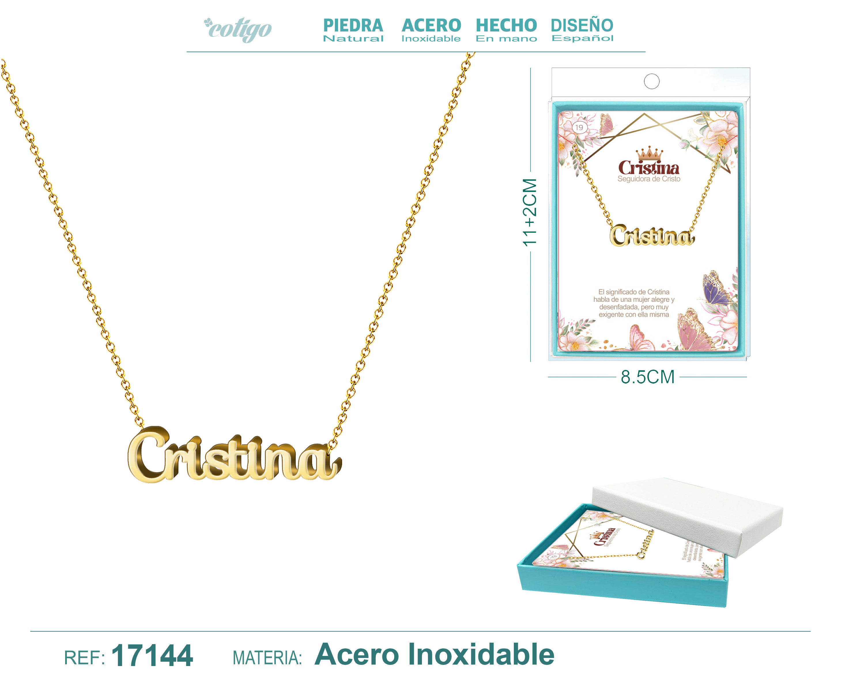 Collar Nombre Cristina Acerocolor Dorado