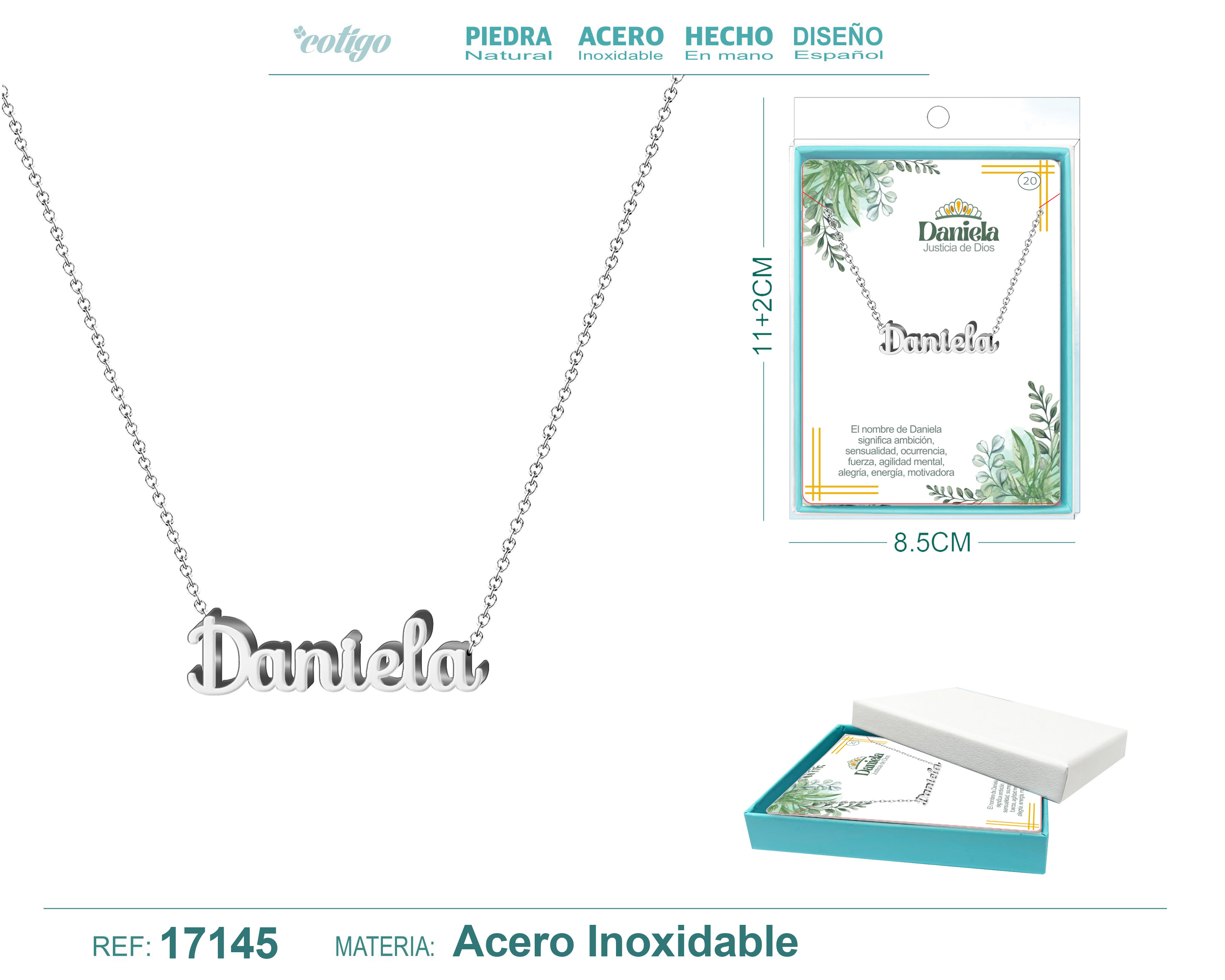 Collar Nombre Daniela Acerocolor Plateado