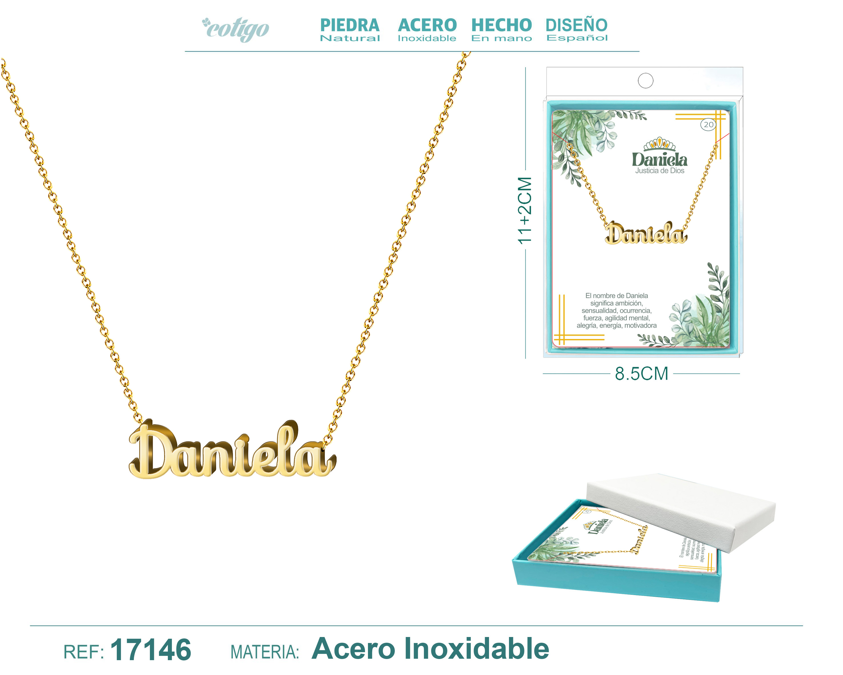Collar Nombre Daniela Acerocolor Dorado