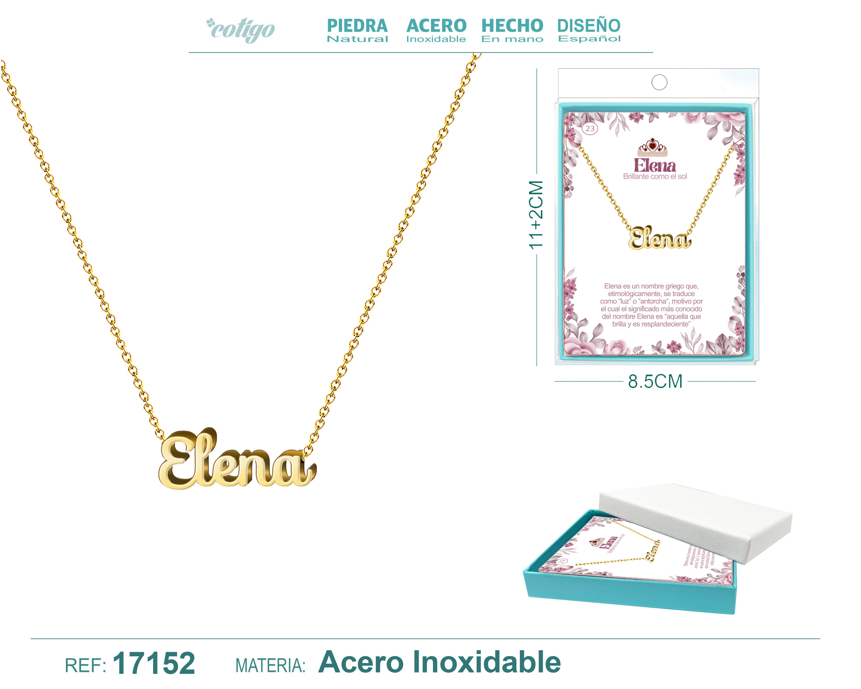Collar Nombre Elena Acerocolor Dorado
